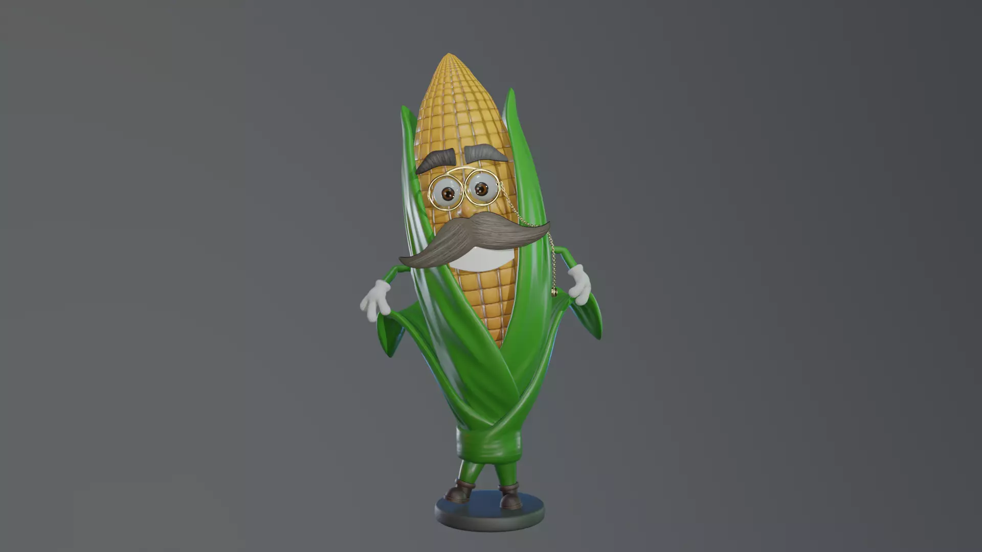 Cartoon Corn Character with Rigged Model Low-poly 3D model_0