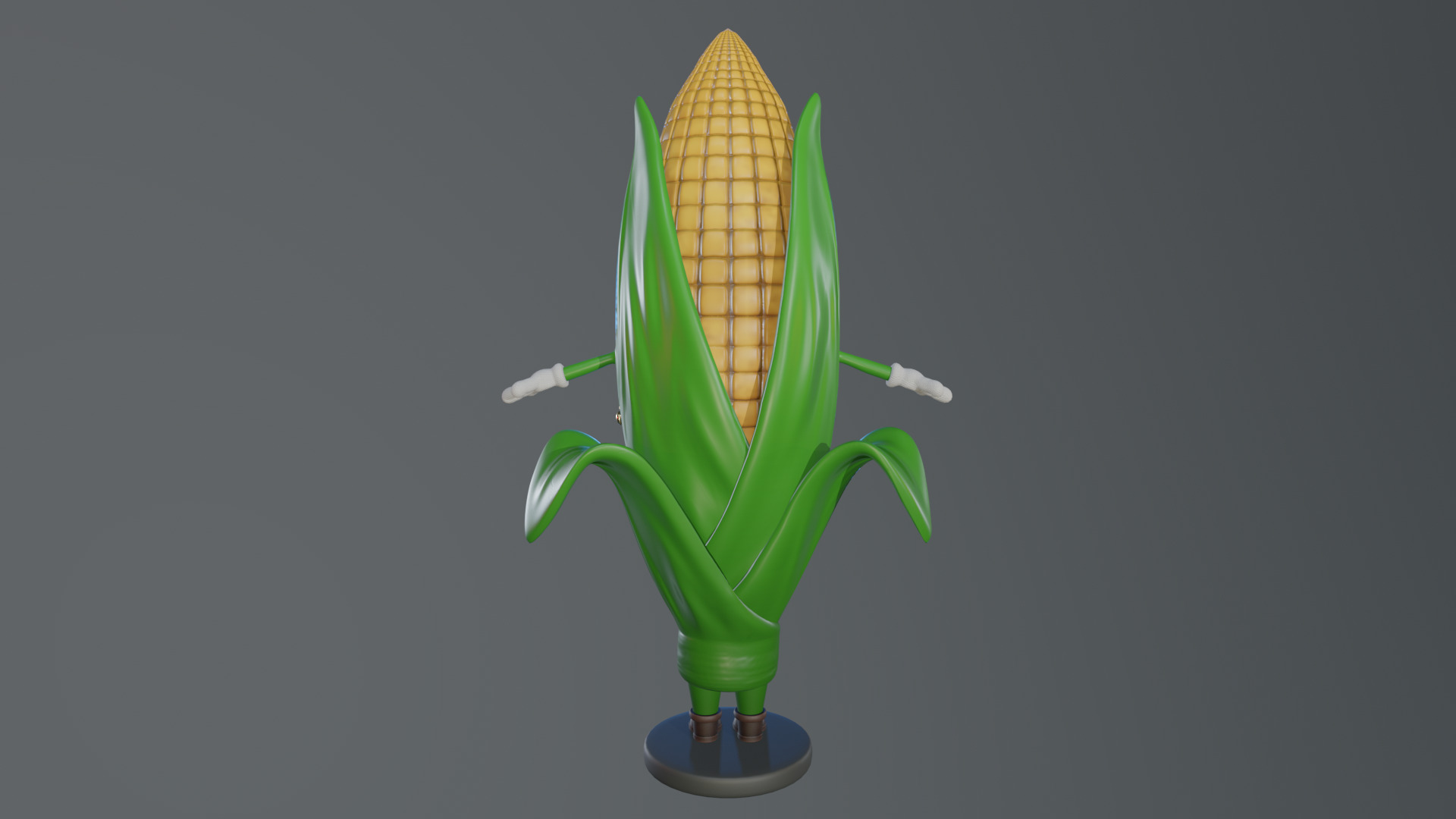 Cartoon Corn Character with Rigged Model Low-poly 3D model_11