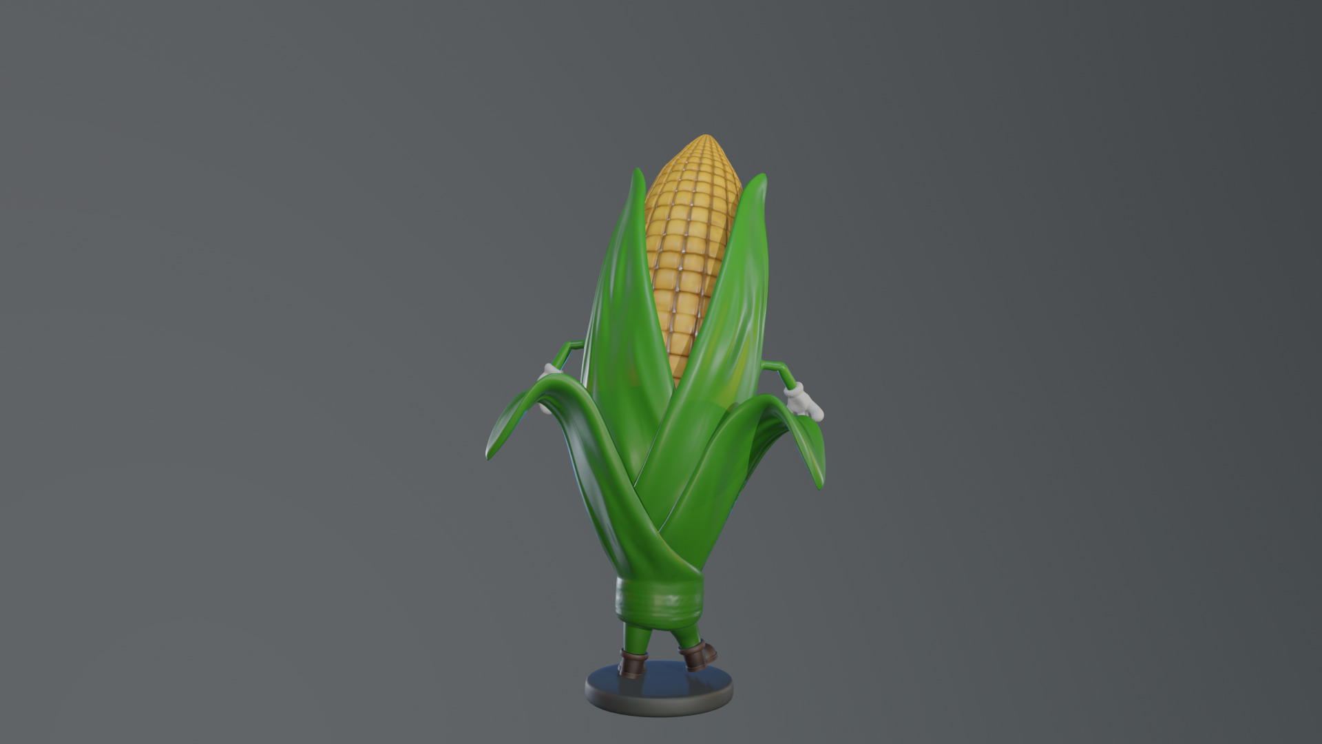 Cartoon Corn Character with Rigged Model Low-poly 3D model_6