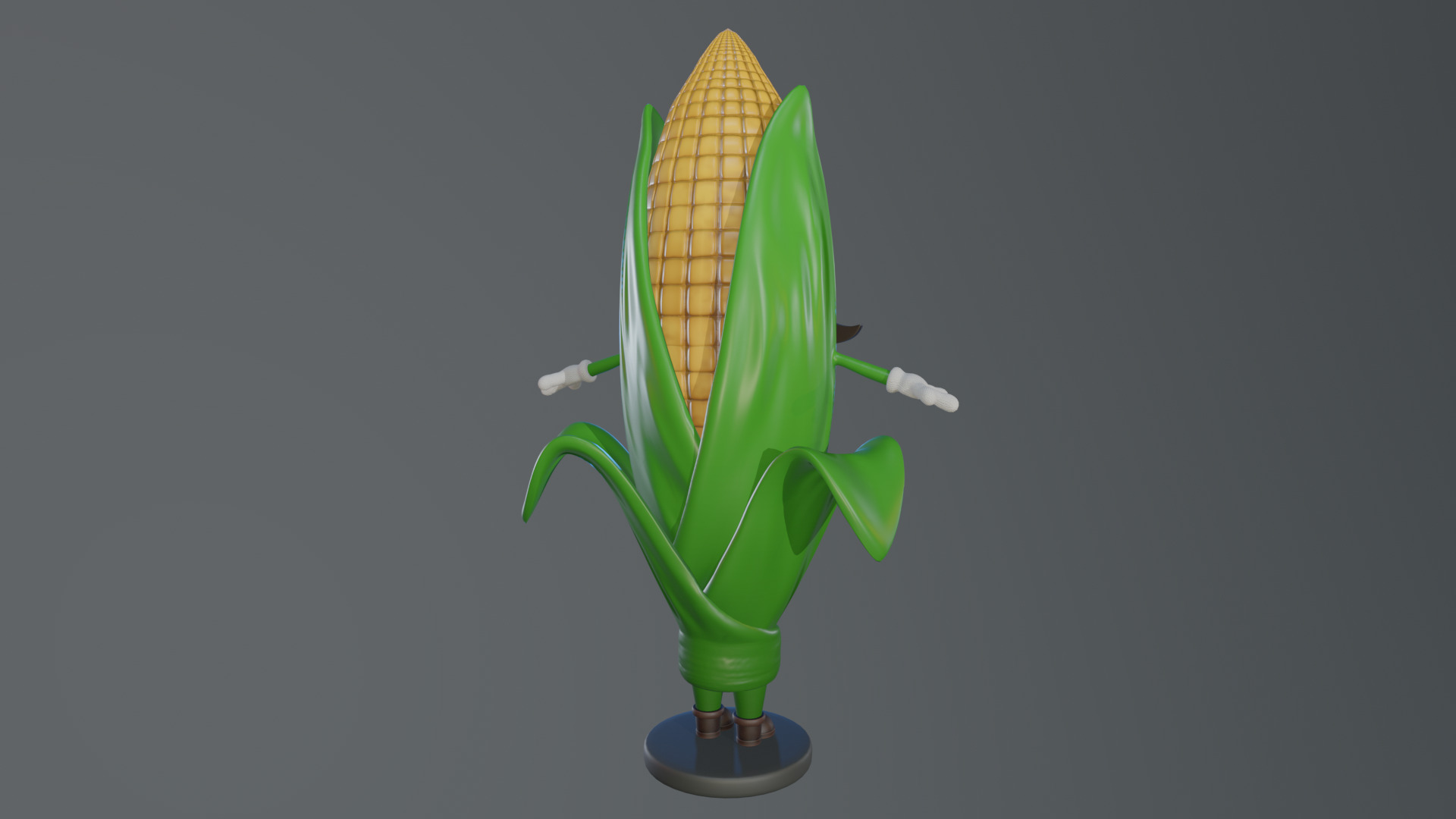 Cartoon Corn Character with Rigged Model Low-poly 3D model_10