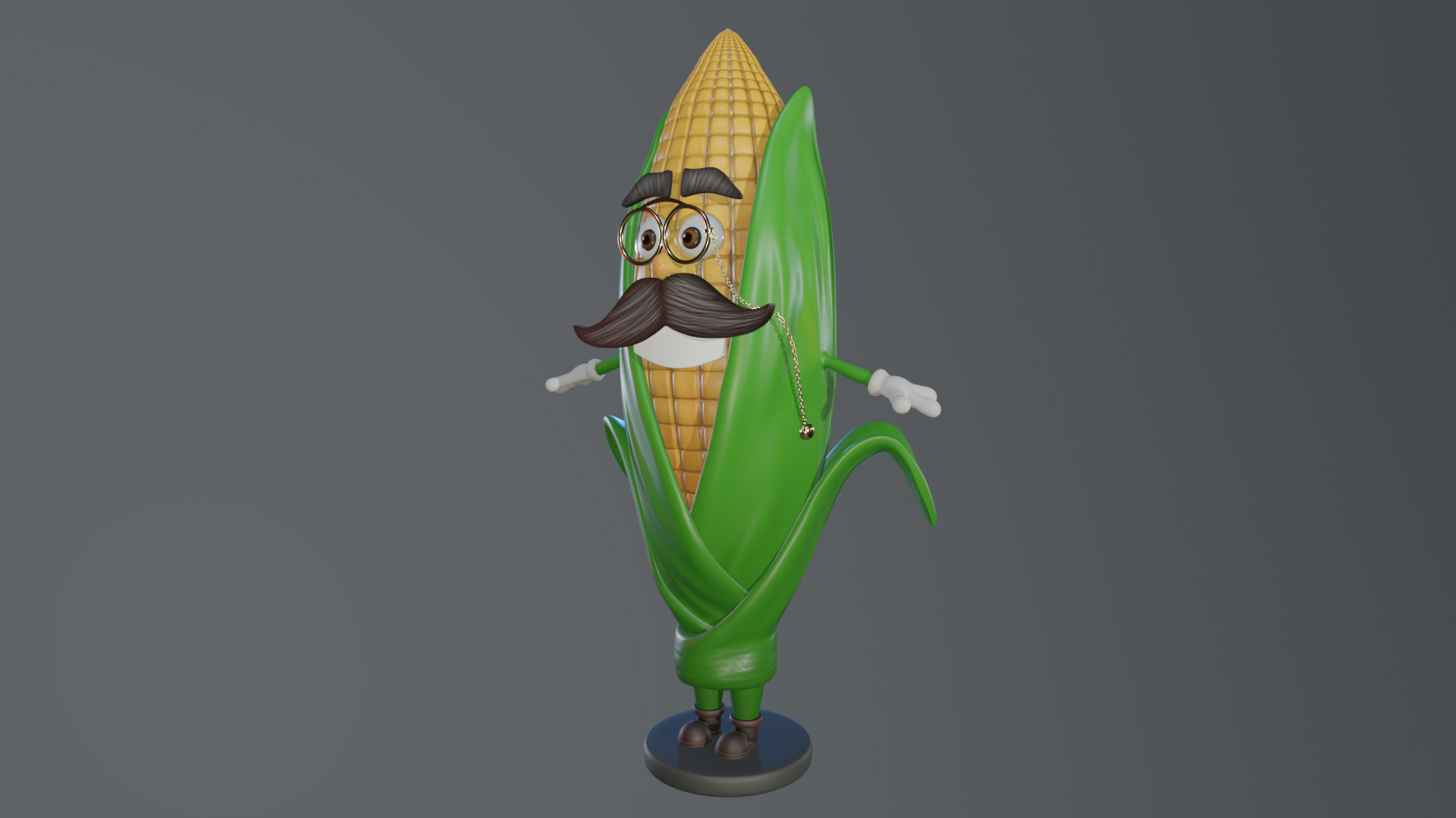 Cartoon Corn Character with Rigged Model Low-poly 3D model_13