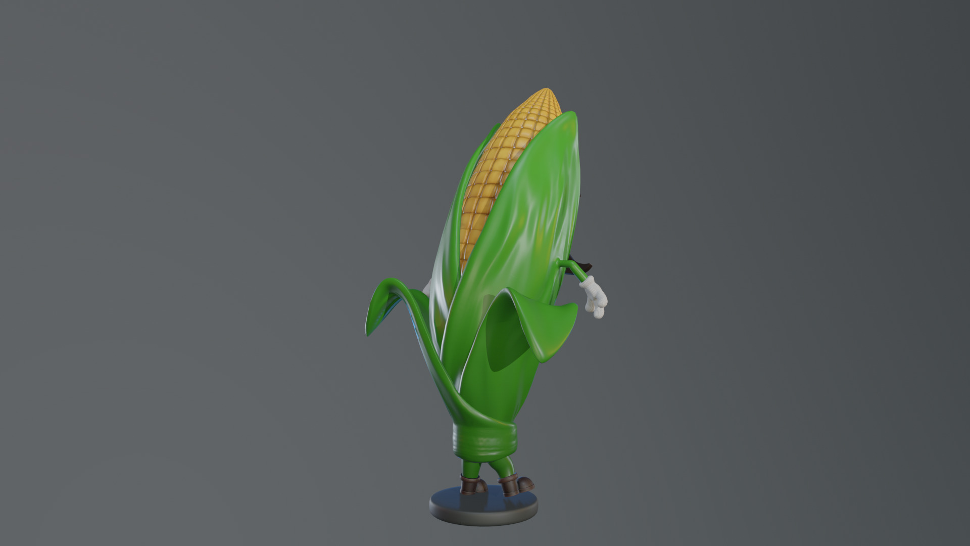 Cartoon Corn Character with Rigged Model Low-poly 3D model_4