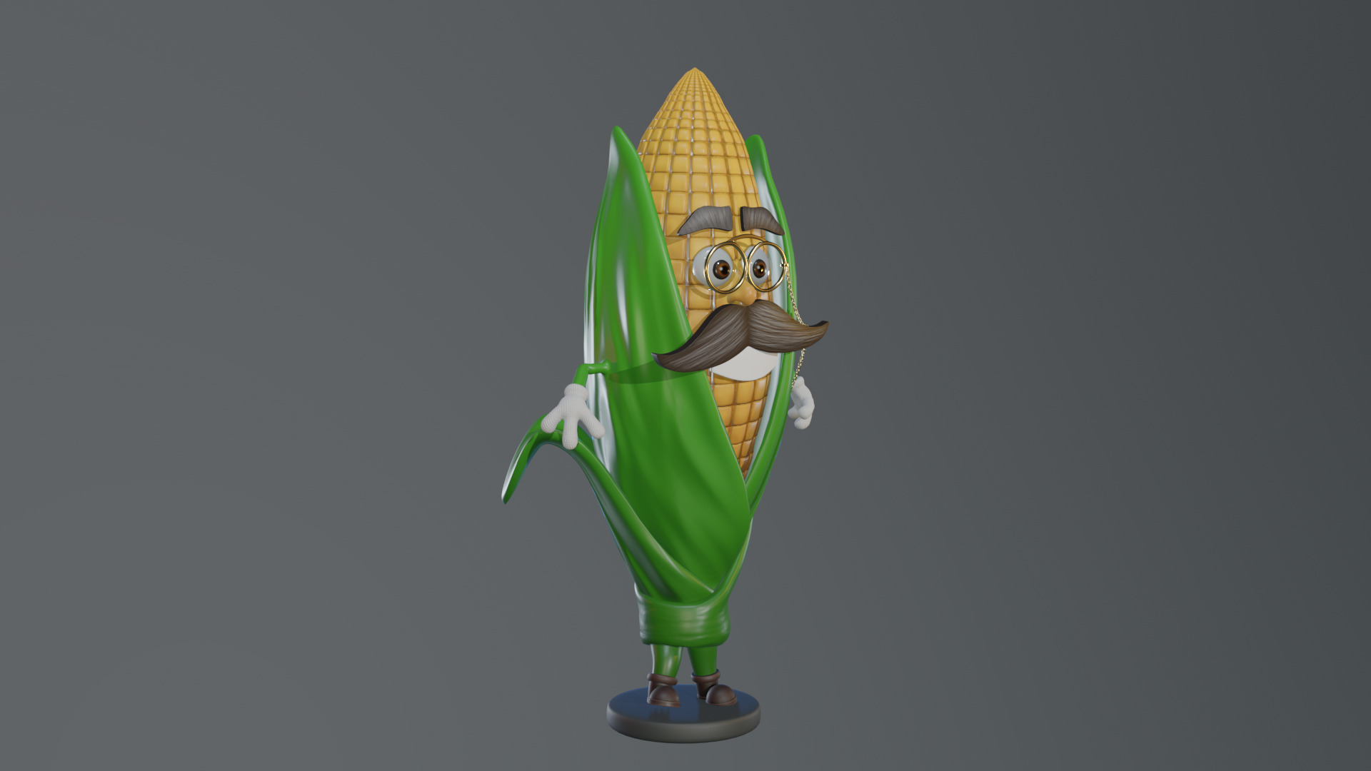 Cartoon Corn Character with Rigged Model Low-poly 3D model_2