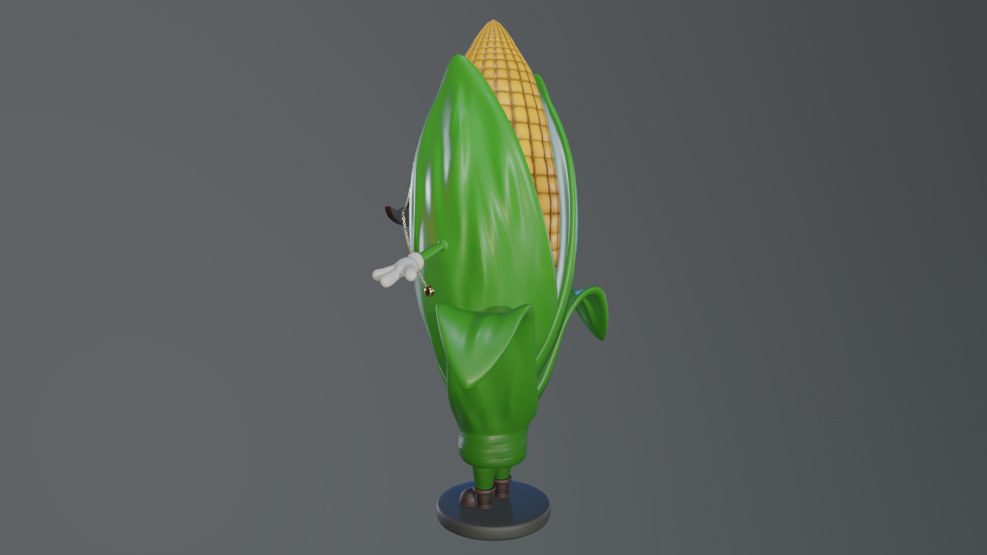Cartoon Corn Character with Rigged Model Low-poly 3D model_12