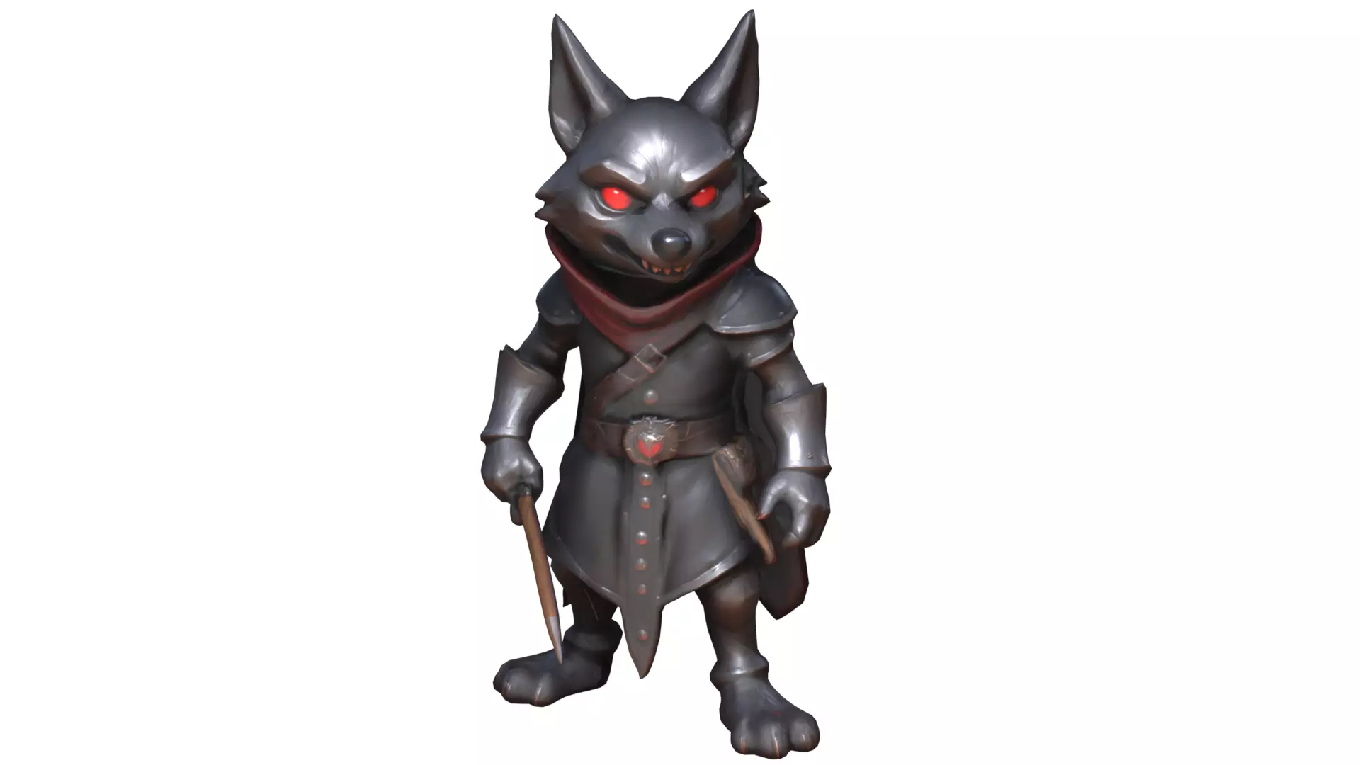 Stylized cartoon wolf character Low-poly 3D model