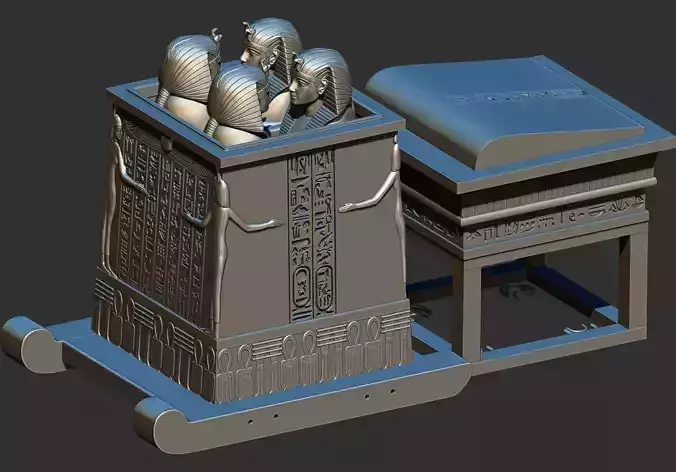 Canopic Chest of Tutankhamun 3d printable stl model 3D print model