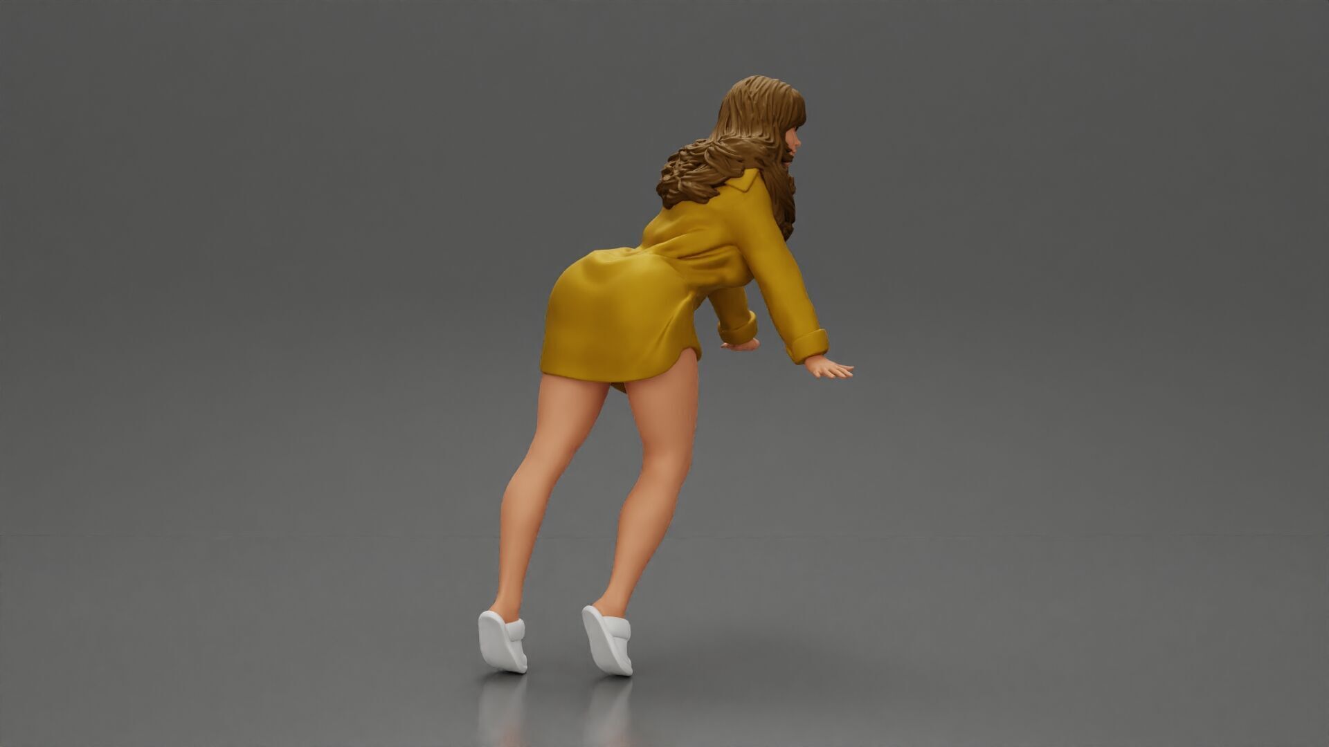 Stylish Woman in long shirt Striking a Dynamic Pose 3D print model_1