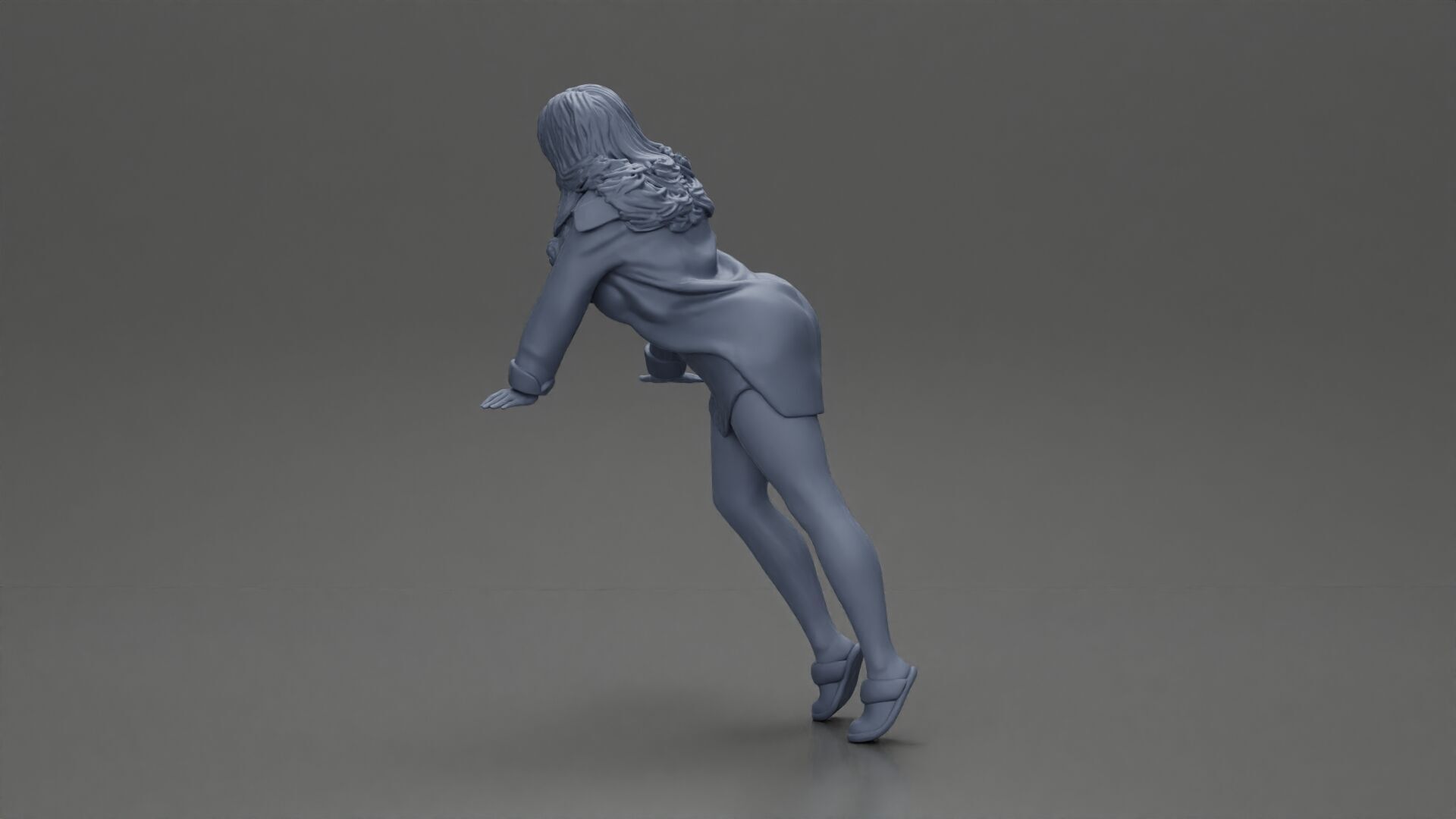 Stylish Woman in long shirt Striking a Dynamic Pose 3D print model_9