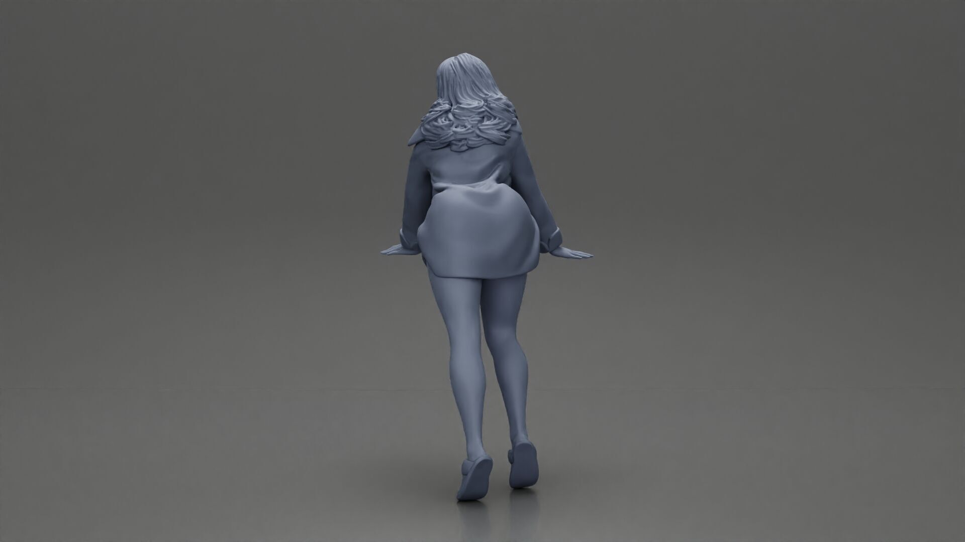 Stylish Woman in long shirt Striking a Dynamic Pose 3D print model_8