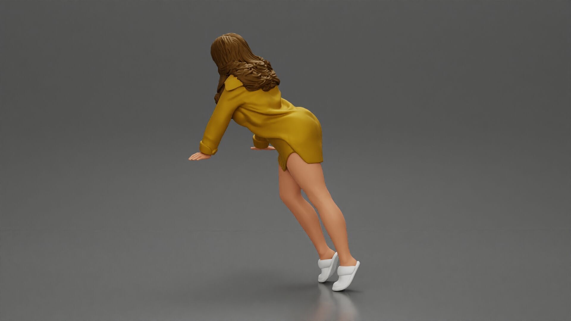 Stylish Woman in long shirt Striking a Dynamic Pose 3D print model_3
