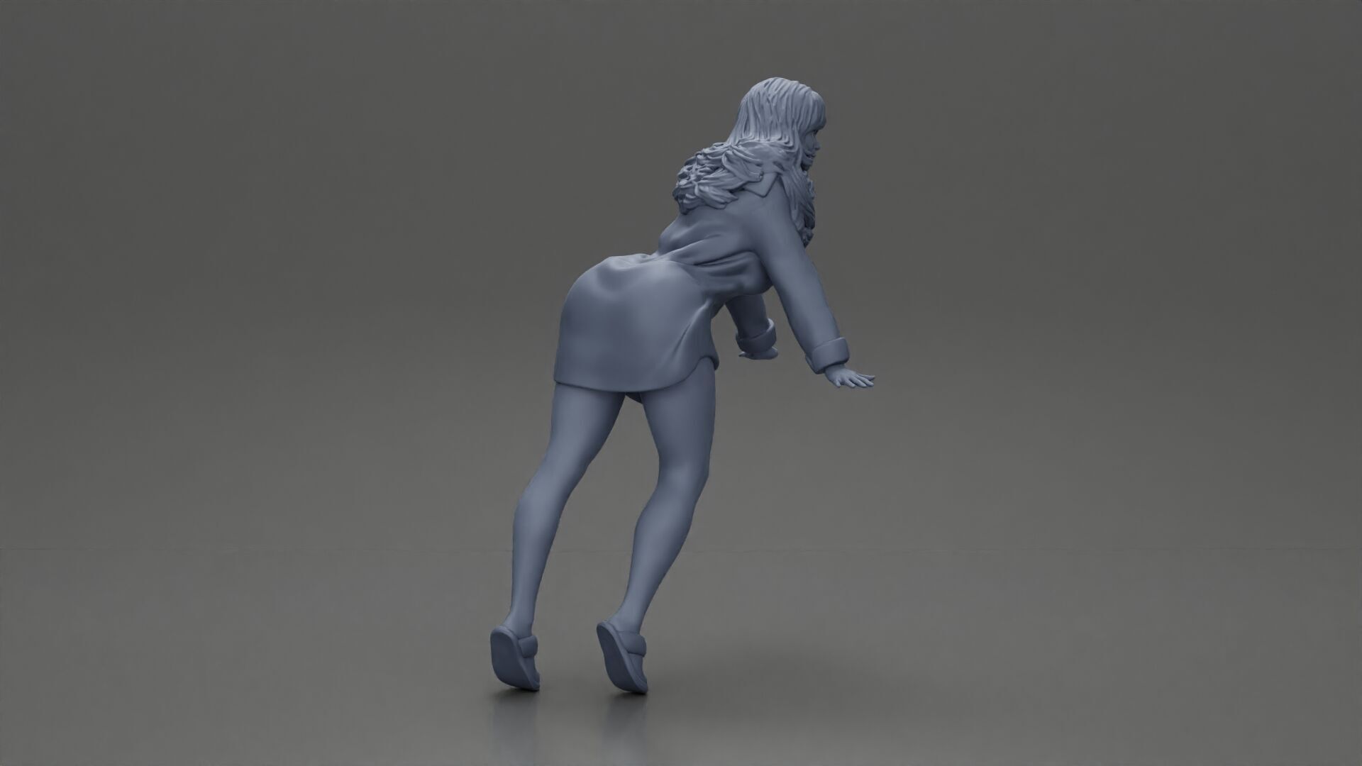 Stylish Woman in long shirt Striking a Dynamic Pose 3D print model_7