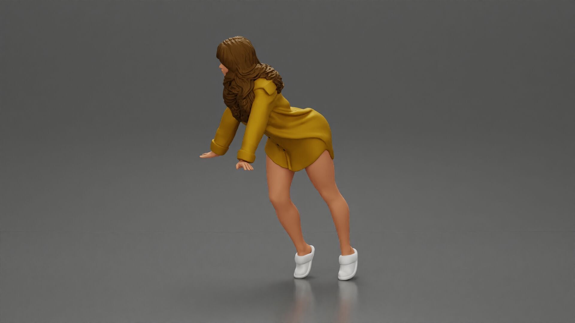Stylish Woman in long shirt Striking a Dynamic Pose 3D print model_4