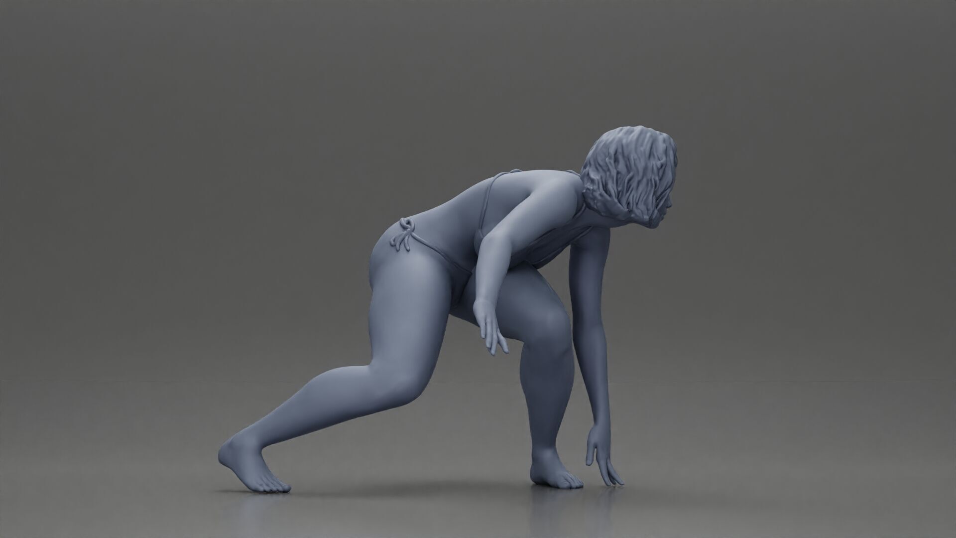 surfer woman in a bikini riding a wave on her surfboard 3D print model_20