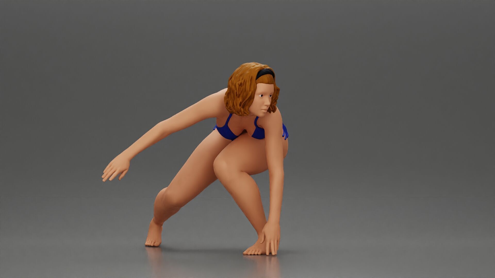 surfer woman in a bikini riding a wave on her surfboard 3D print model_3