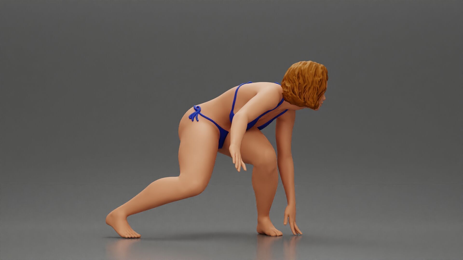 surfer woman in a bikini riding a wave on her surfboard 3D print model_5