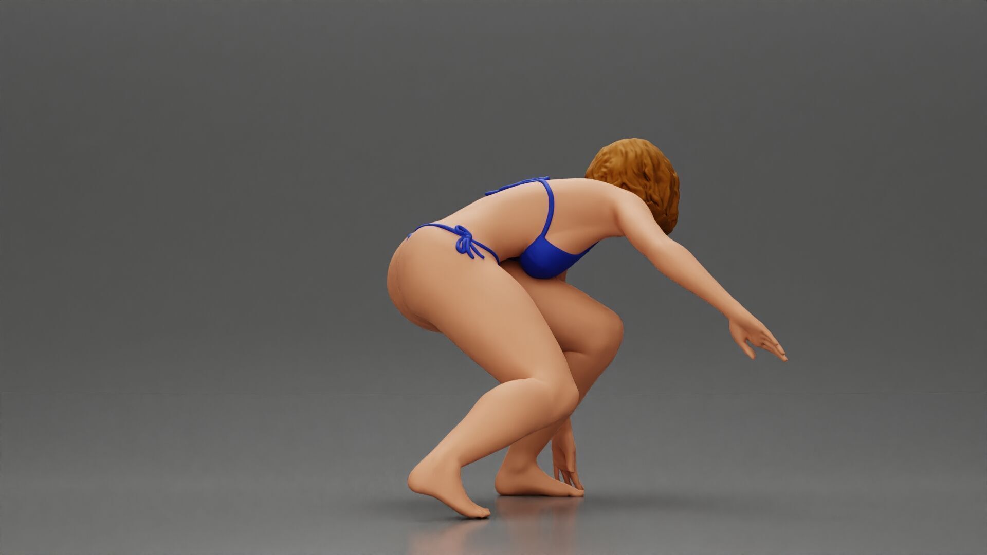 surfer woman in a bikini riding a wave on her surfboard 3D print model_7