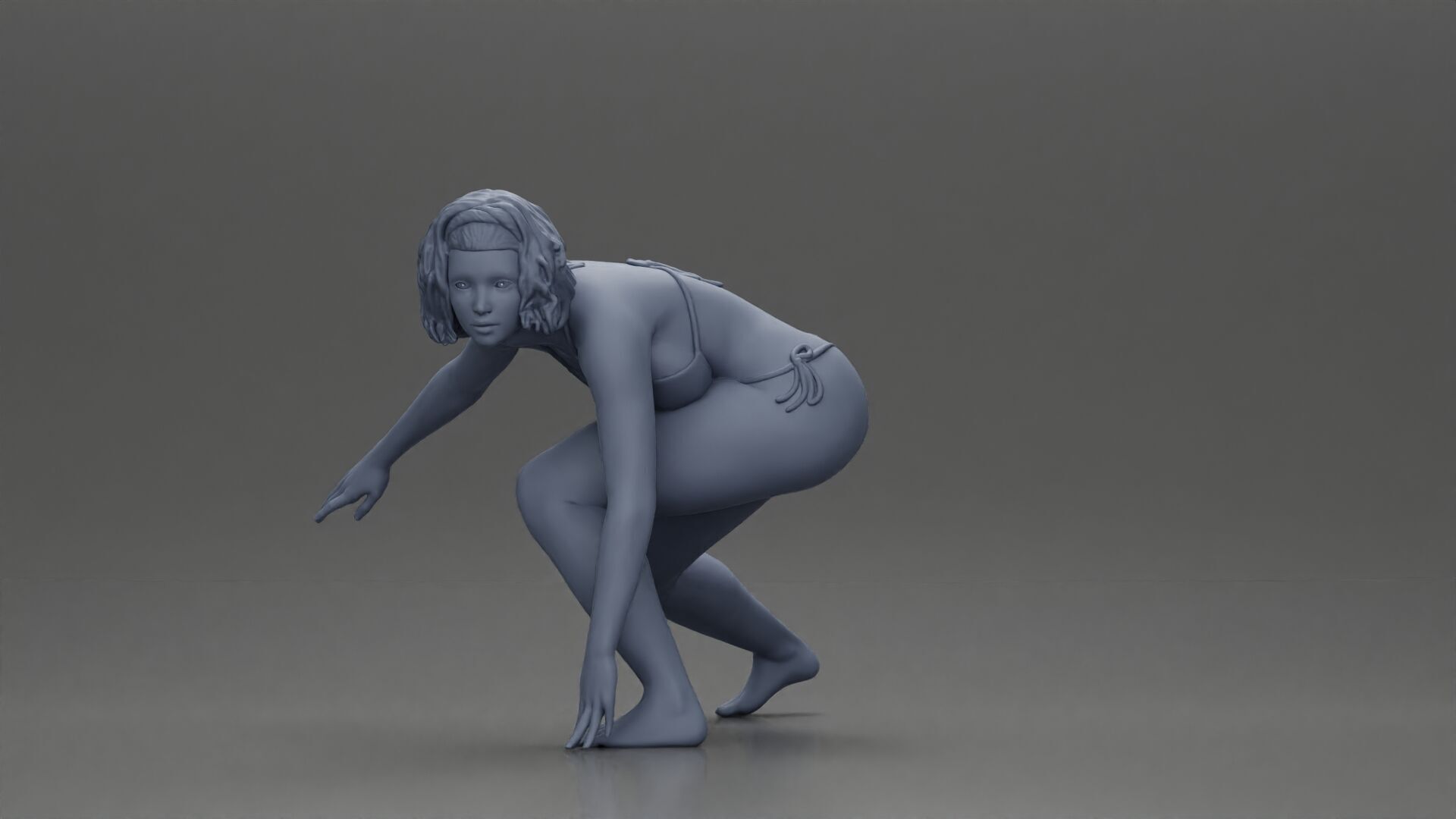 surfer woman in a bikini riding a wave on her surfboard 3D print model_18