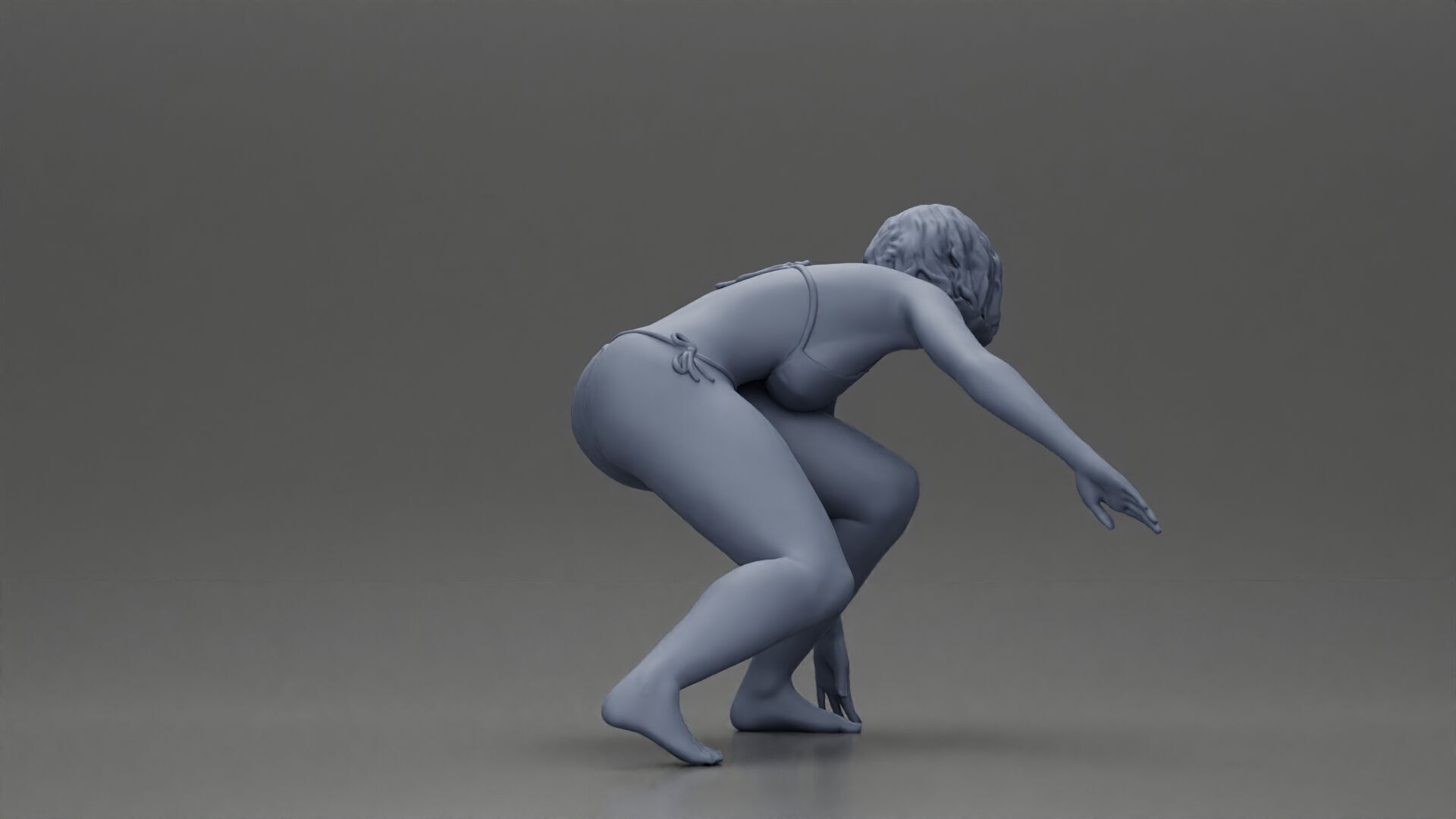 surfer woman in a bikini riding a wave on her surfboard 3D print model_21