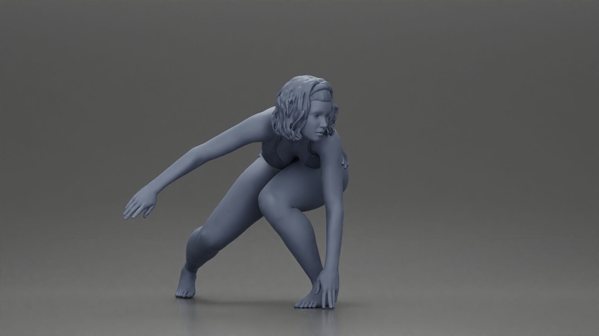 surfer woman in a bikini riding a wave on her surfboard 3D print model_19