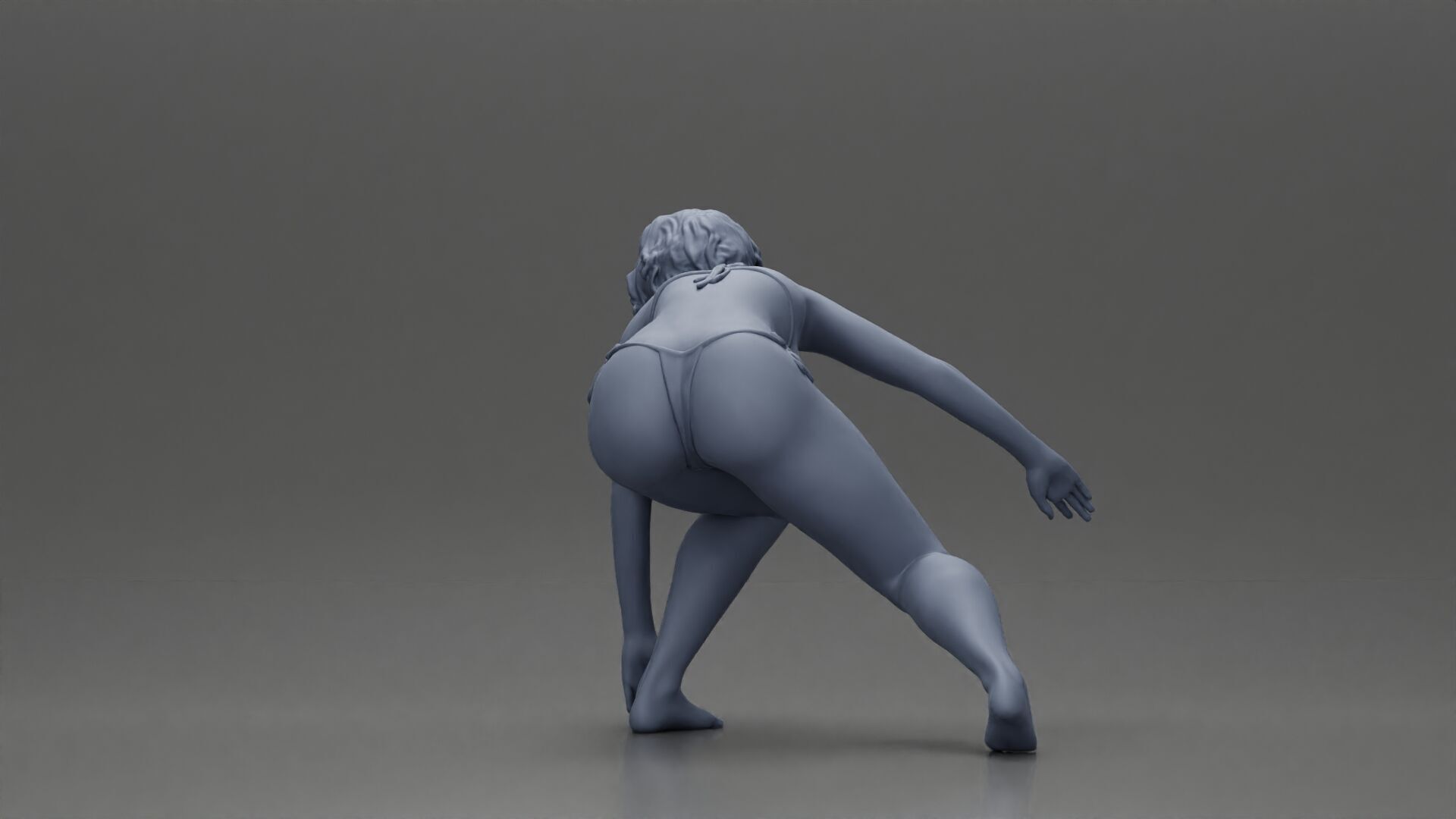 surfer woman in a bikini riding a wave on her surfboard 3D print model_22