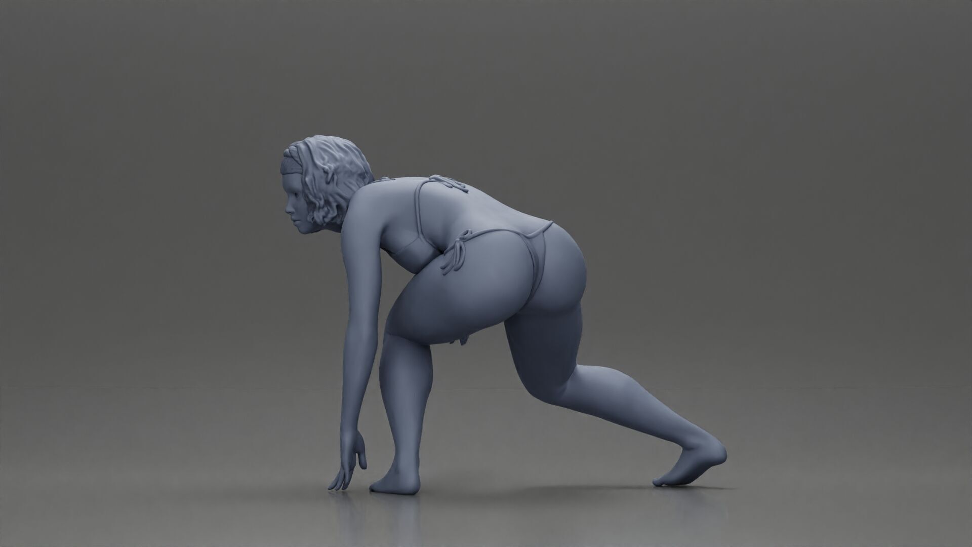 surfer woman in a bikini riding a wave on her surfboard 3D print model_23