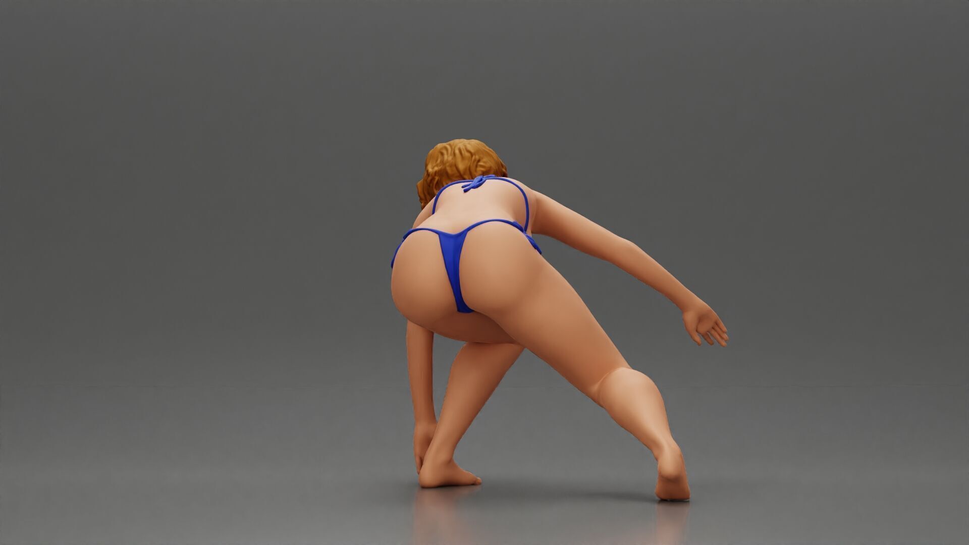 surfer woman in a bikini riding a wave on her surfboard 3D print model_9