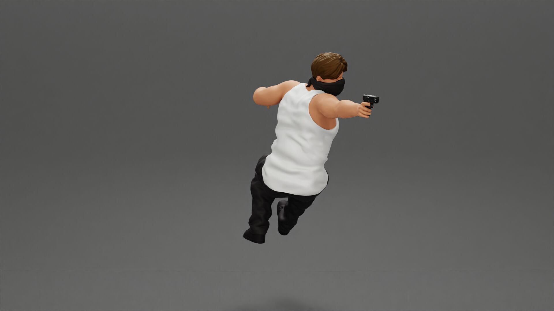 A masked gangster man riding in a car and holding a gun 3D print model_2