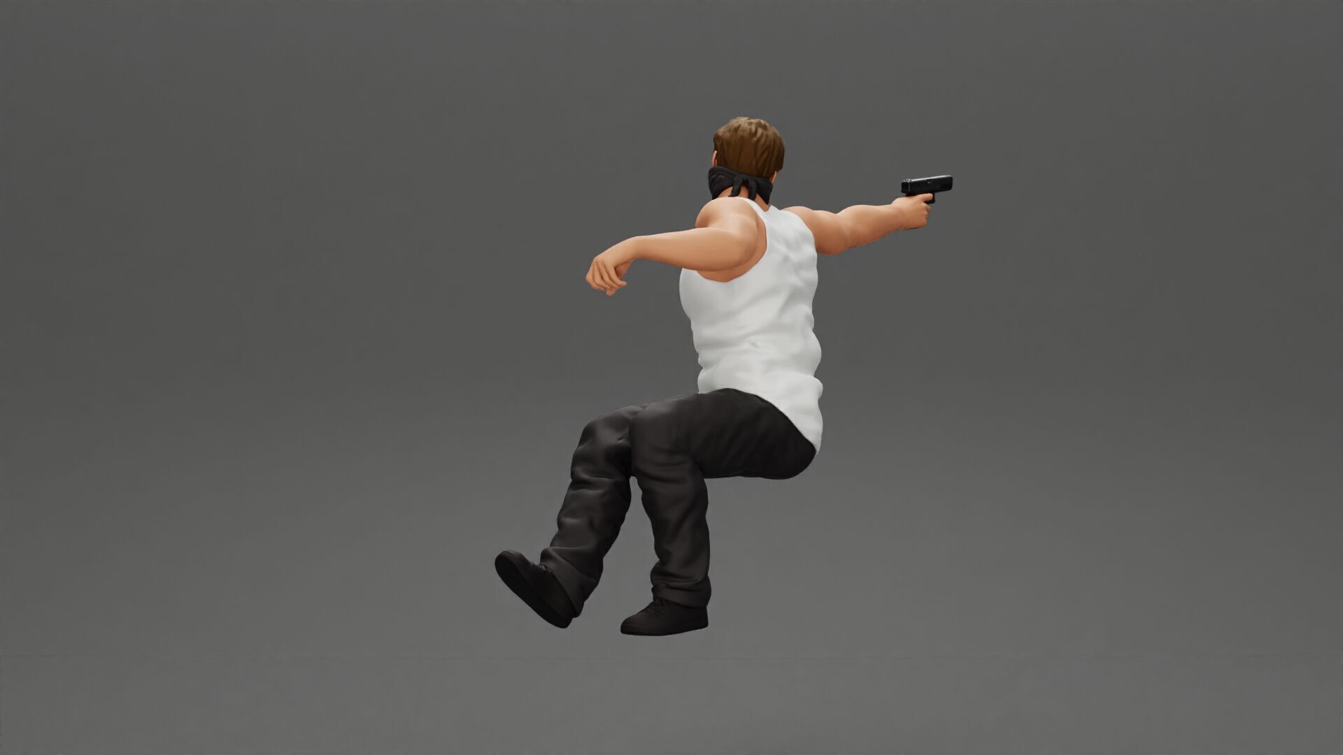 A masked gangster man riding in a car and holding a gun 3D print model_4