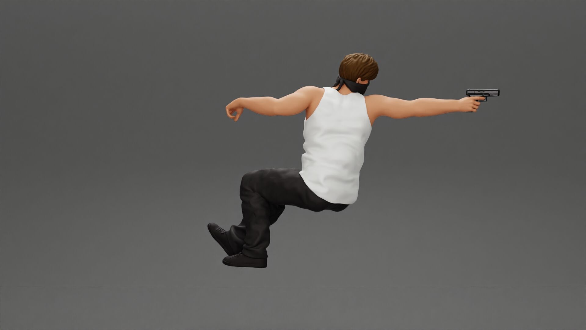 A masked gangster man riding in a car and holding a gun 3D print model_3