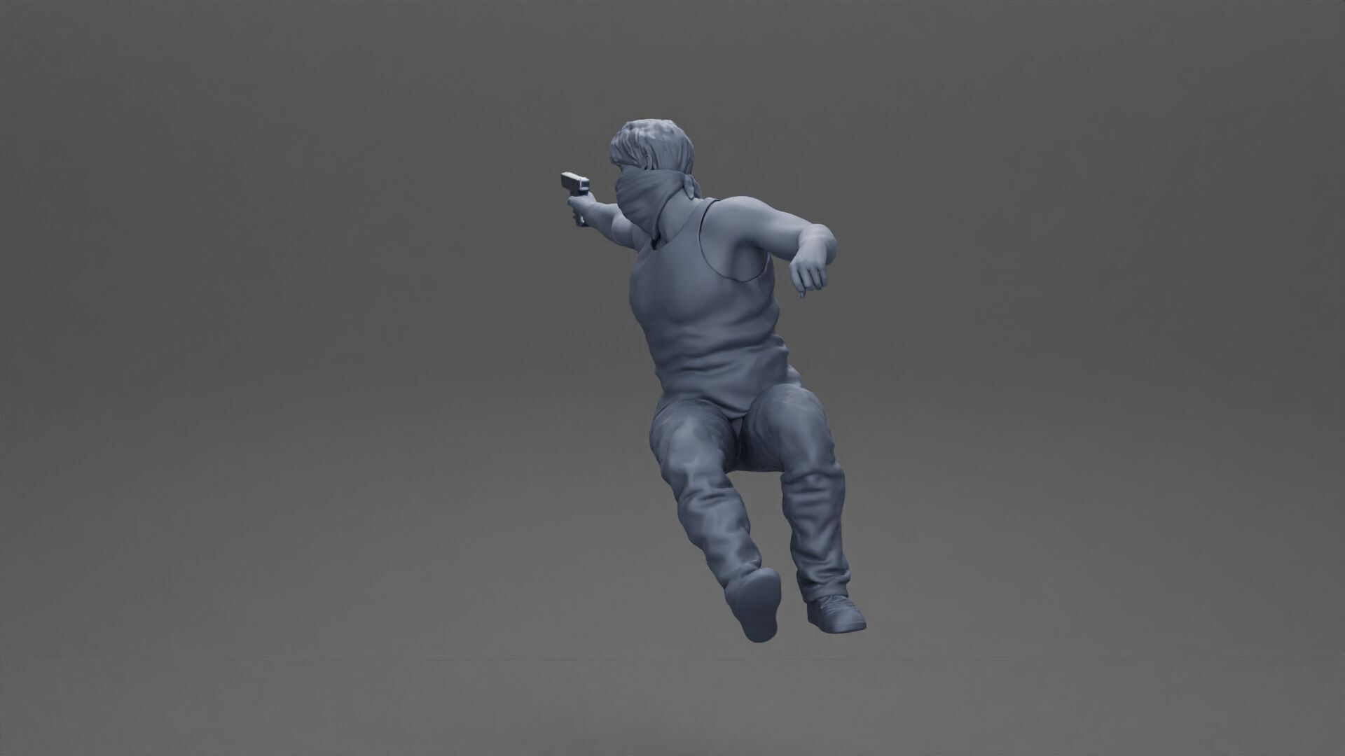 A masked gangster man riding in a car and holding a gun 3D print model_11