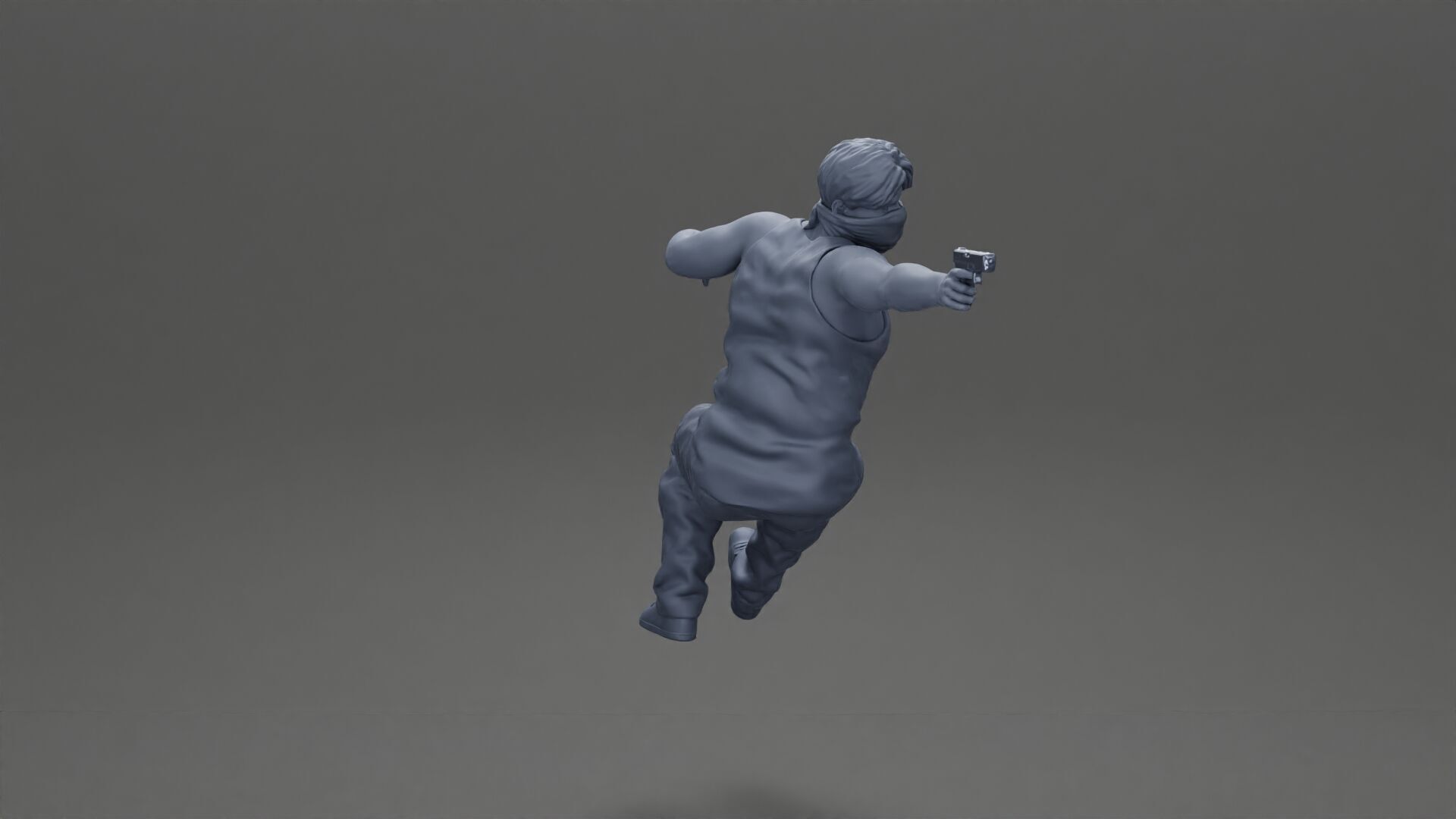 A masked gangster man riding in a car and holding a gun 3D print model_8