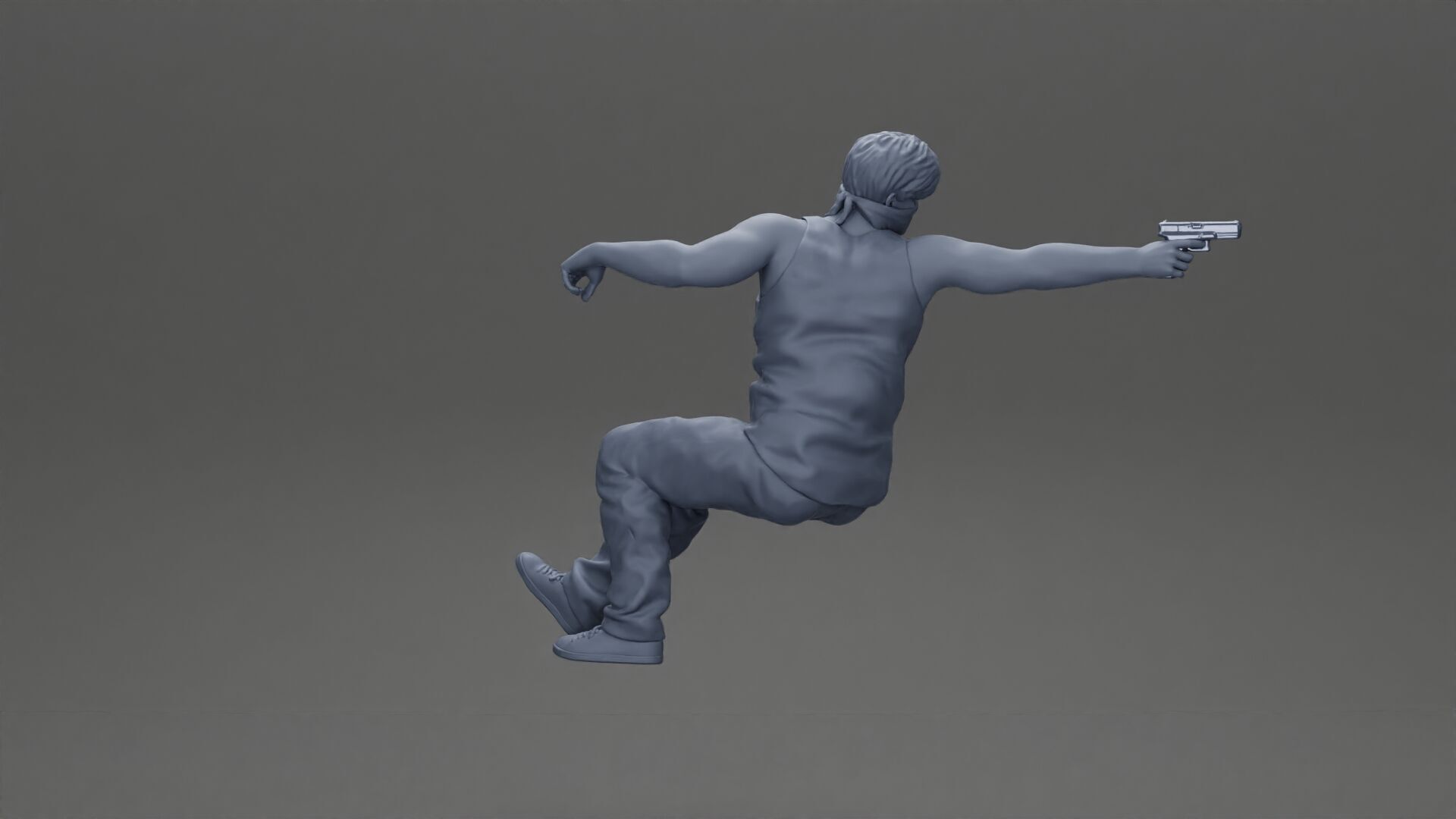 A masked gangster man riding in a car and holding a gun 3D print model_9