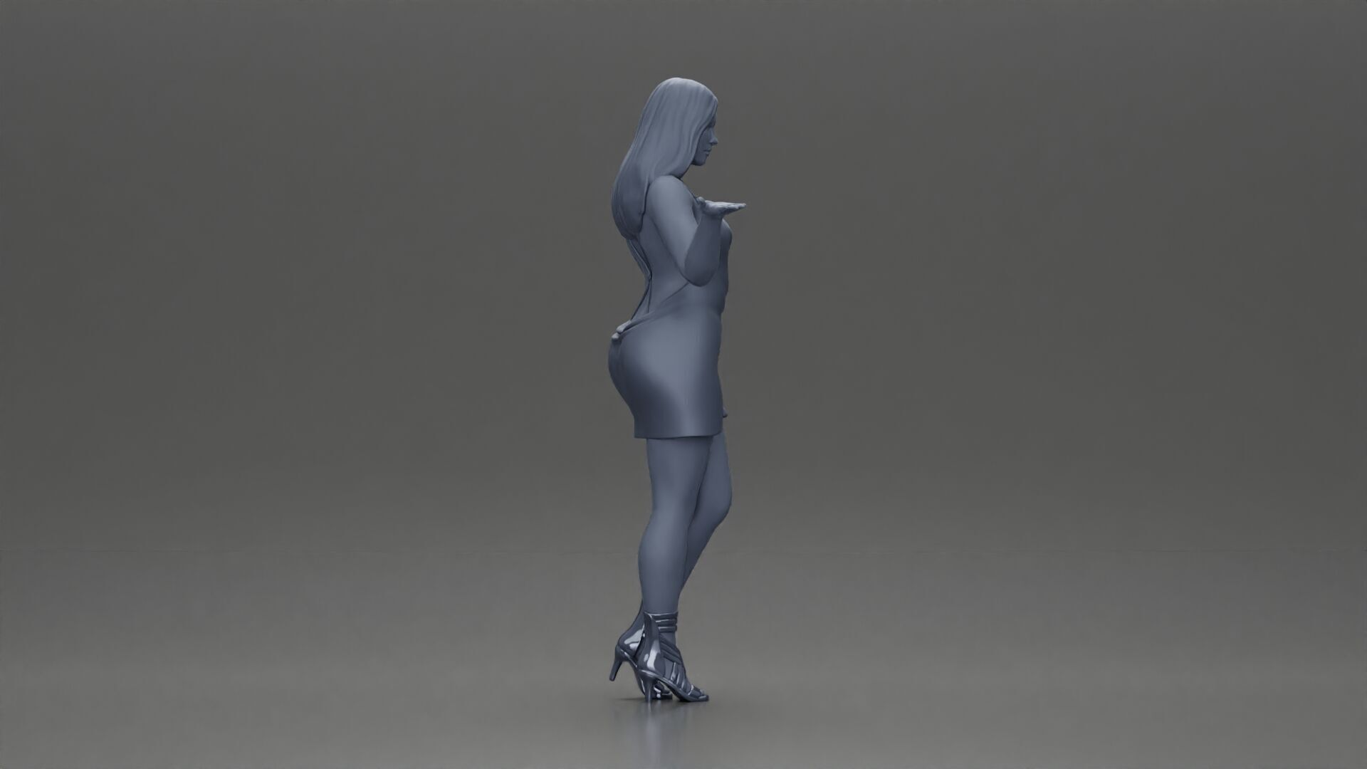 Elegant Woman in mini Dress with Gesturing Hand 3D print model_8