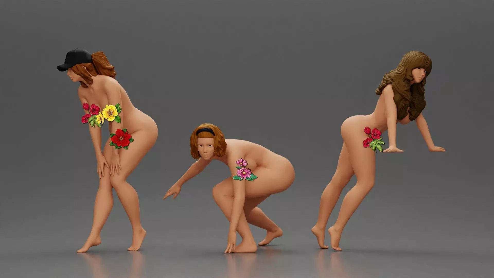 3 Naked girls 3D print model_0