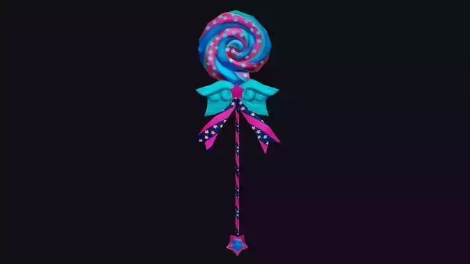 Wand Lollipop Magical Candy Wizard Scepter Weapon Blue Stick Low-poly 3D model