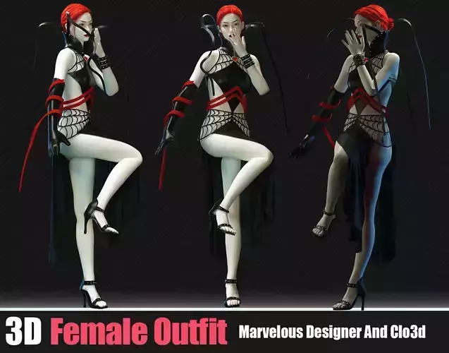 3D Women Spider Outfit In Marvelous Designer 