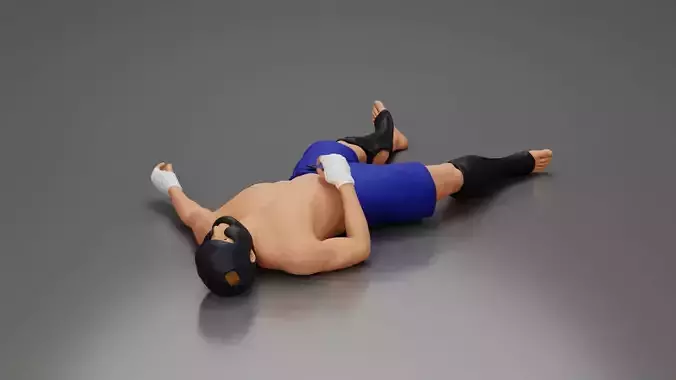 Defeated fighter lying on the floor after the battle 3D print model
