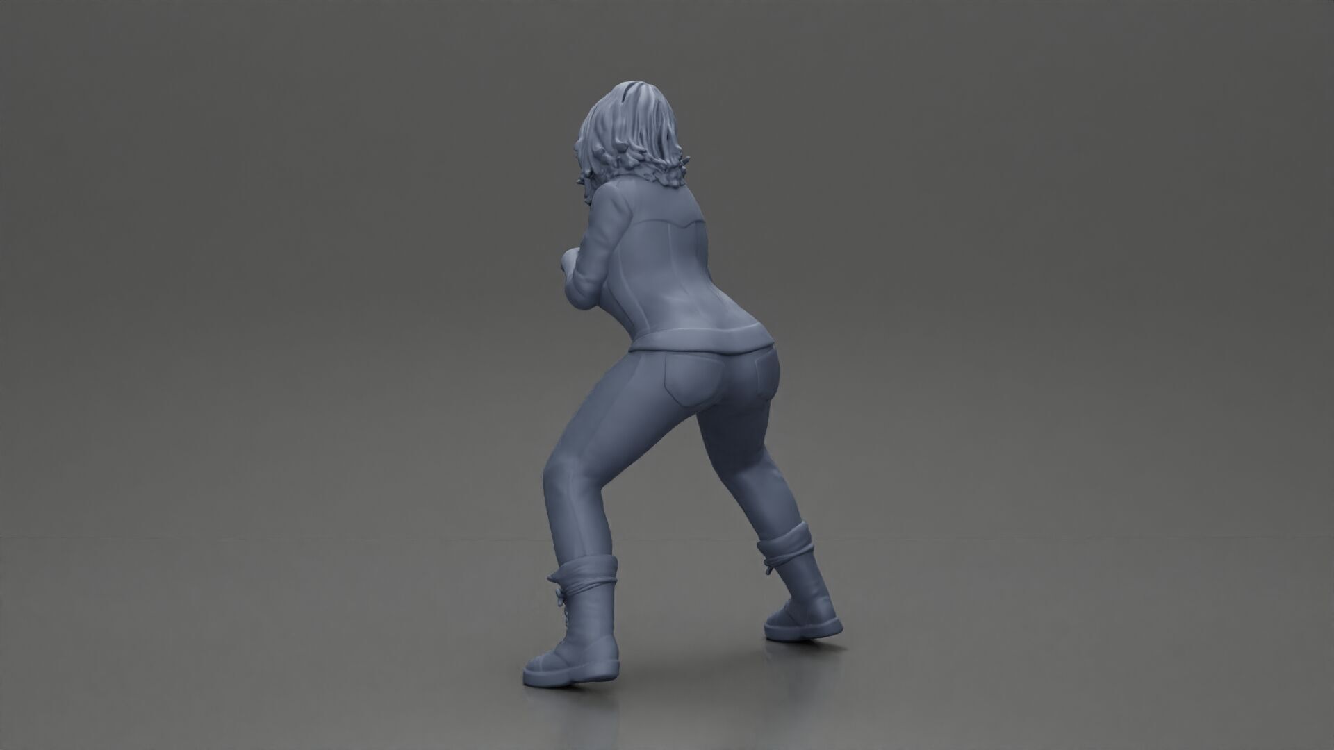 Girl sitting on a scooter wearing an open jacket 3D print model_21