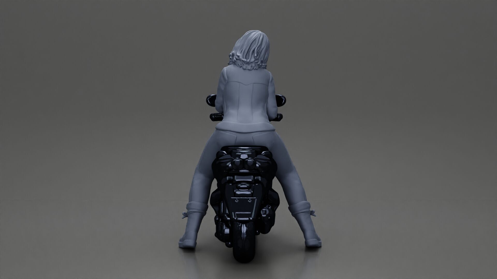 Girl sitting on a scooter wearing an open jacket 3D print model_9