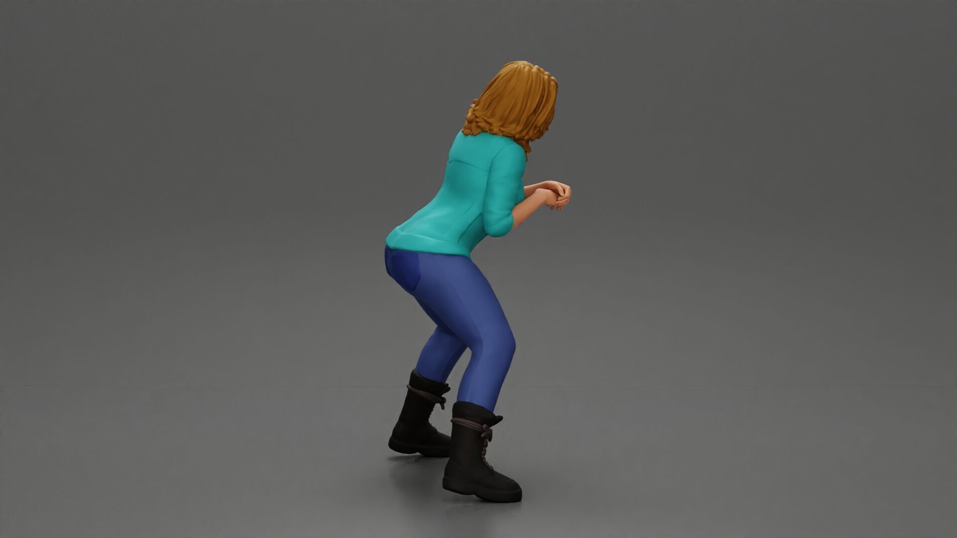 Girl sitting on a scooter wearing an open jacket 3D print model_13