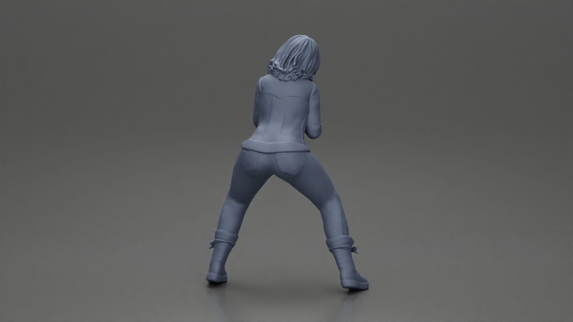 Girl sitting on a scooter wearing an open jacket 3D print model_20