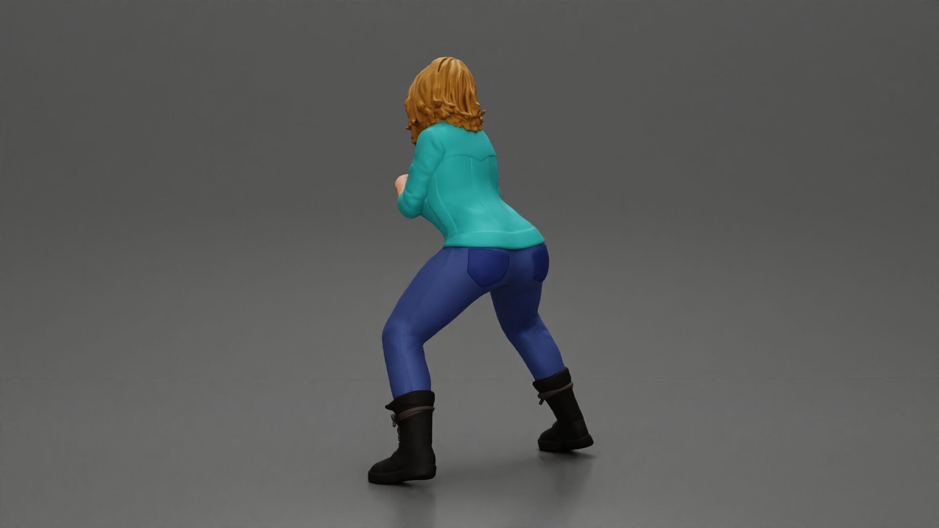 Girl sitting on a scooter wearing an open jacket 3D print model_15