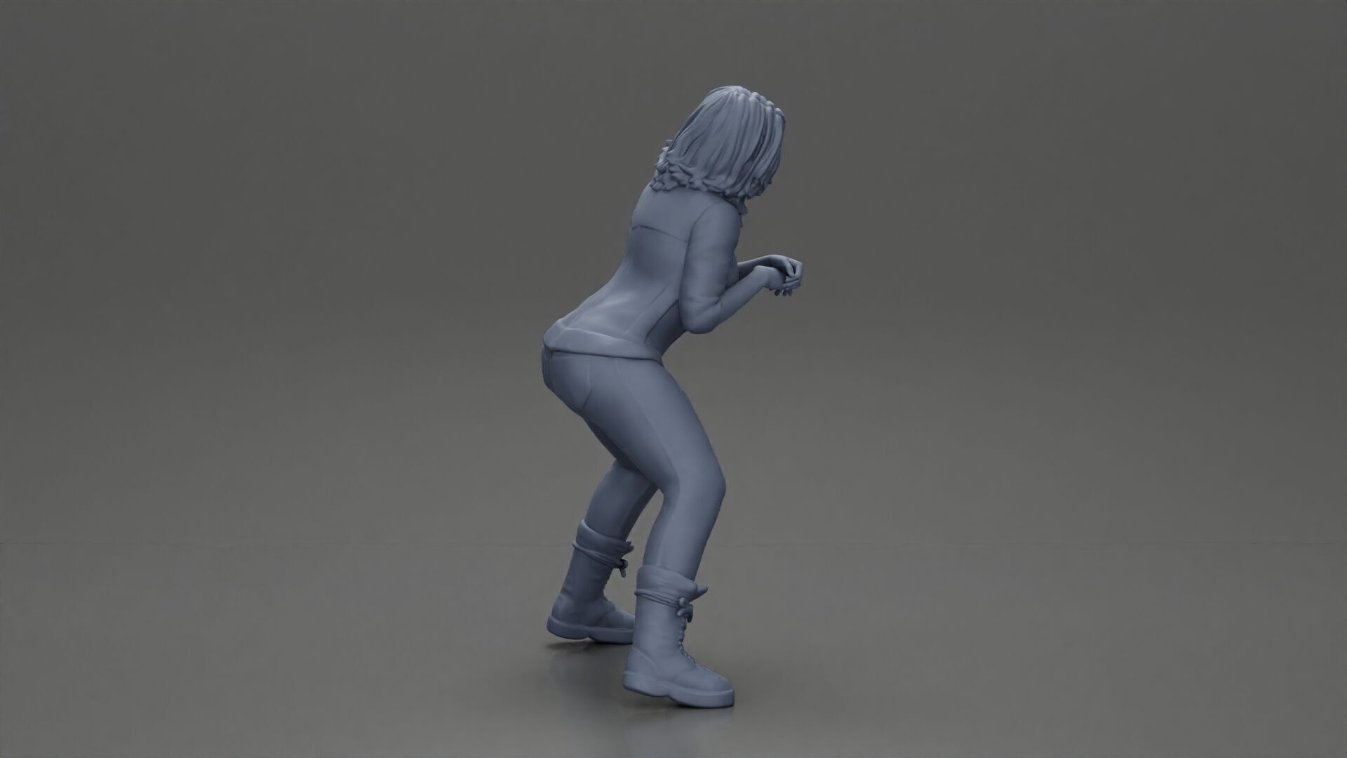 Girl sitting on a scooter wearing an open jacket 3D print model_19