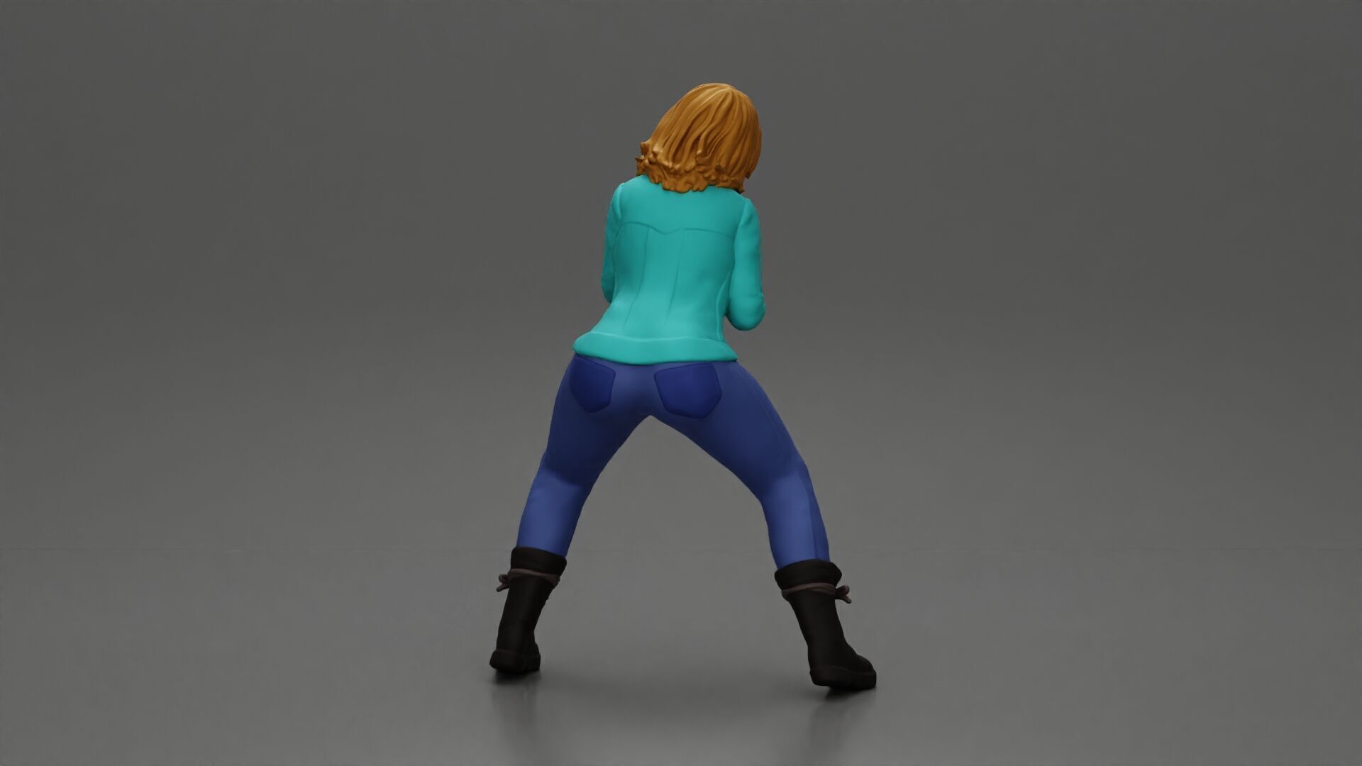 Girl sitting on a scooter wearing an open jacket 3D print model_14