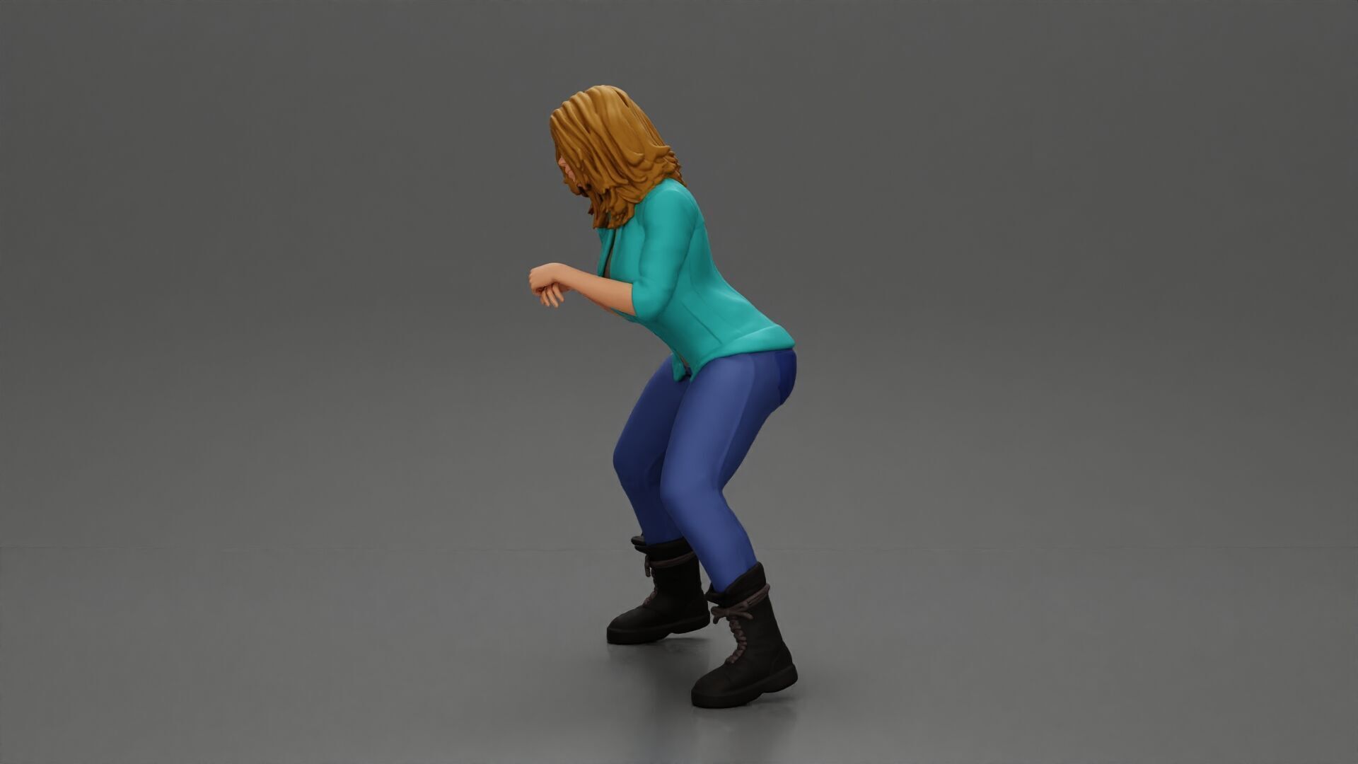 Girl sitting on a scooter wearing an open jacket 3D print model_16