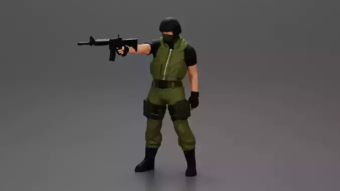 Military man with tactical mastery wearing mask and holding gun