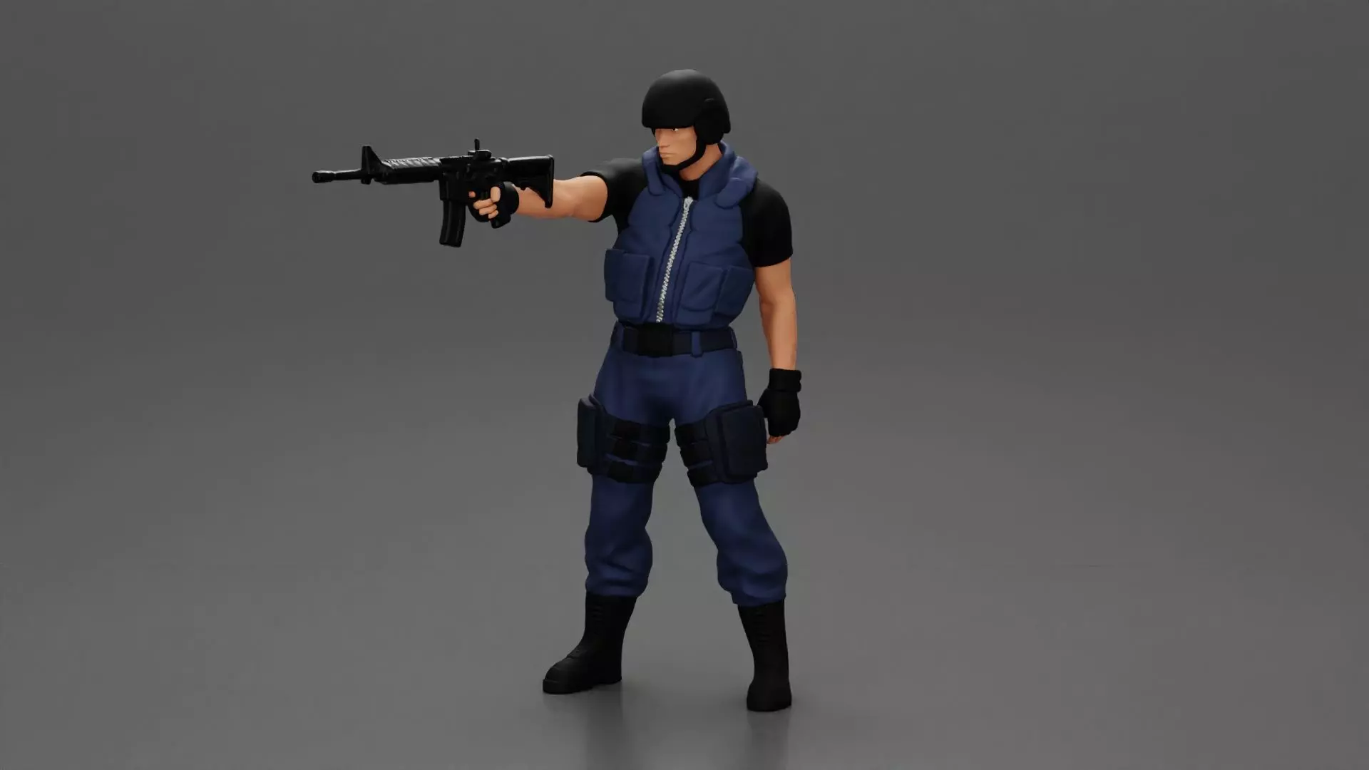 Military man with tactical mastery wearing holding gun 3D print model_0