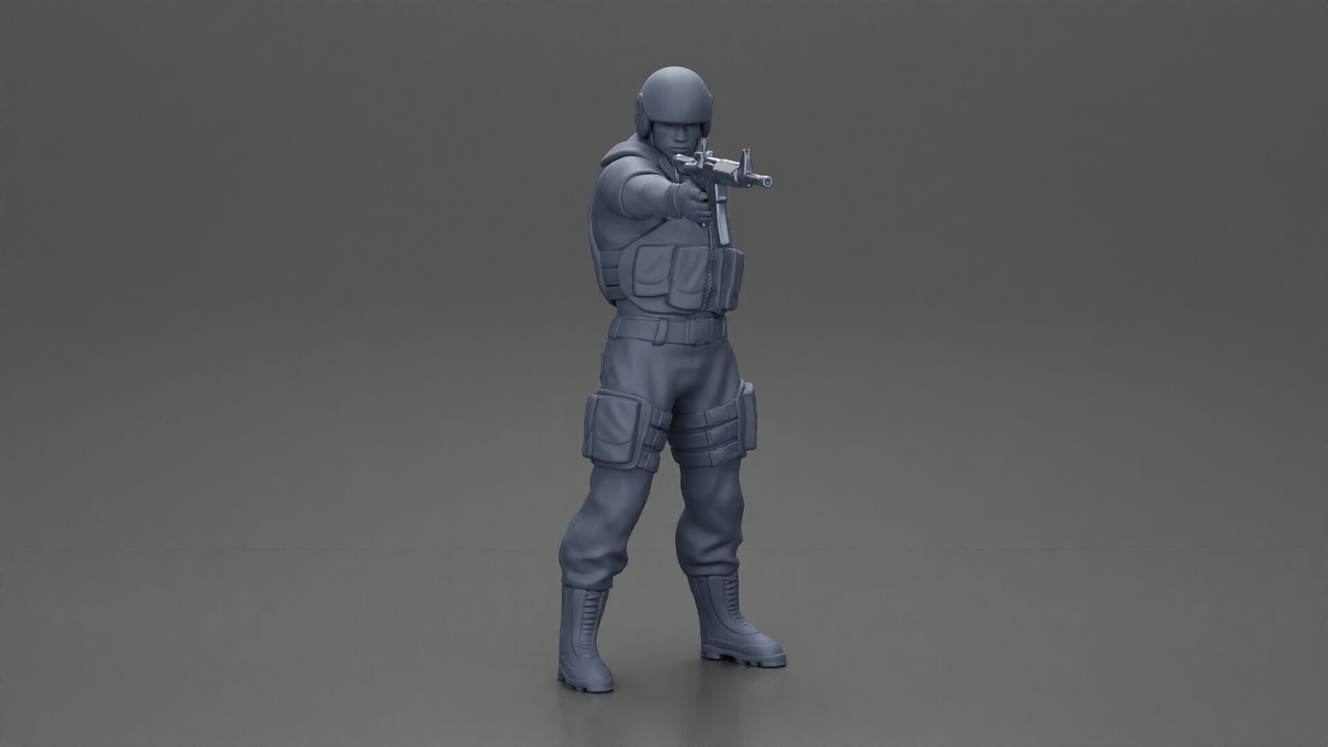 Military man with tactical mastery wearing holding gun 3D print model_7