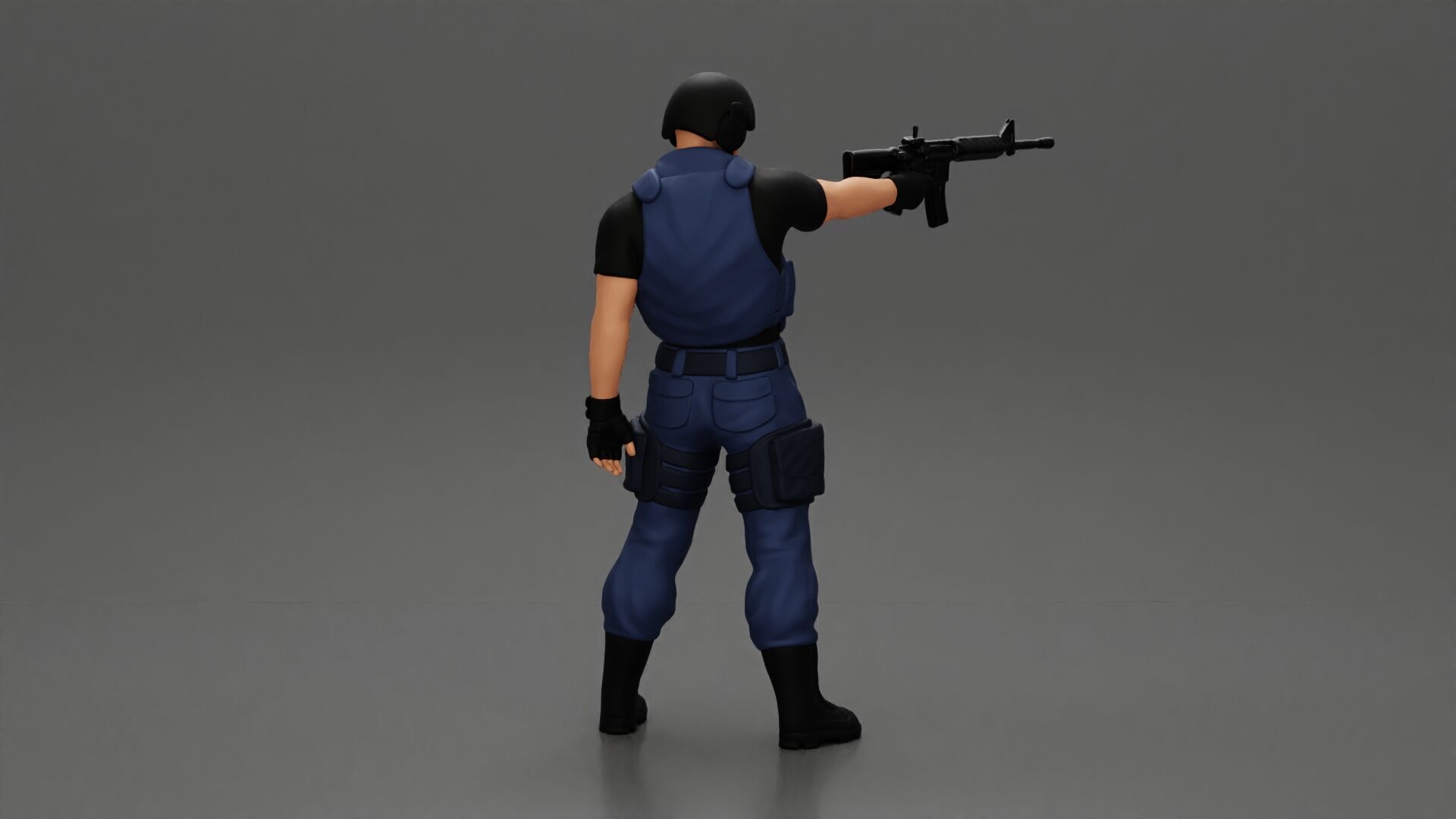 Military man with tactical mastery wearing holding gun 3D print model_3
