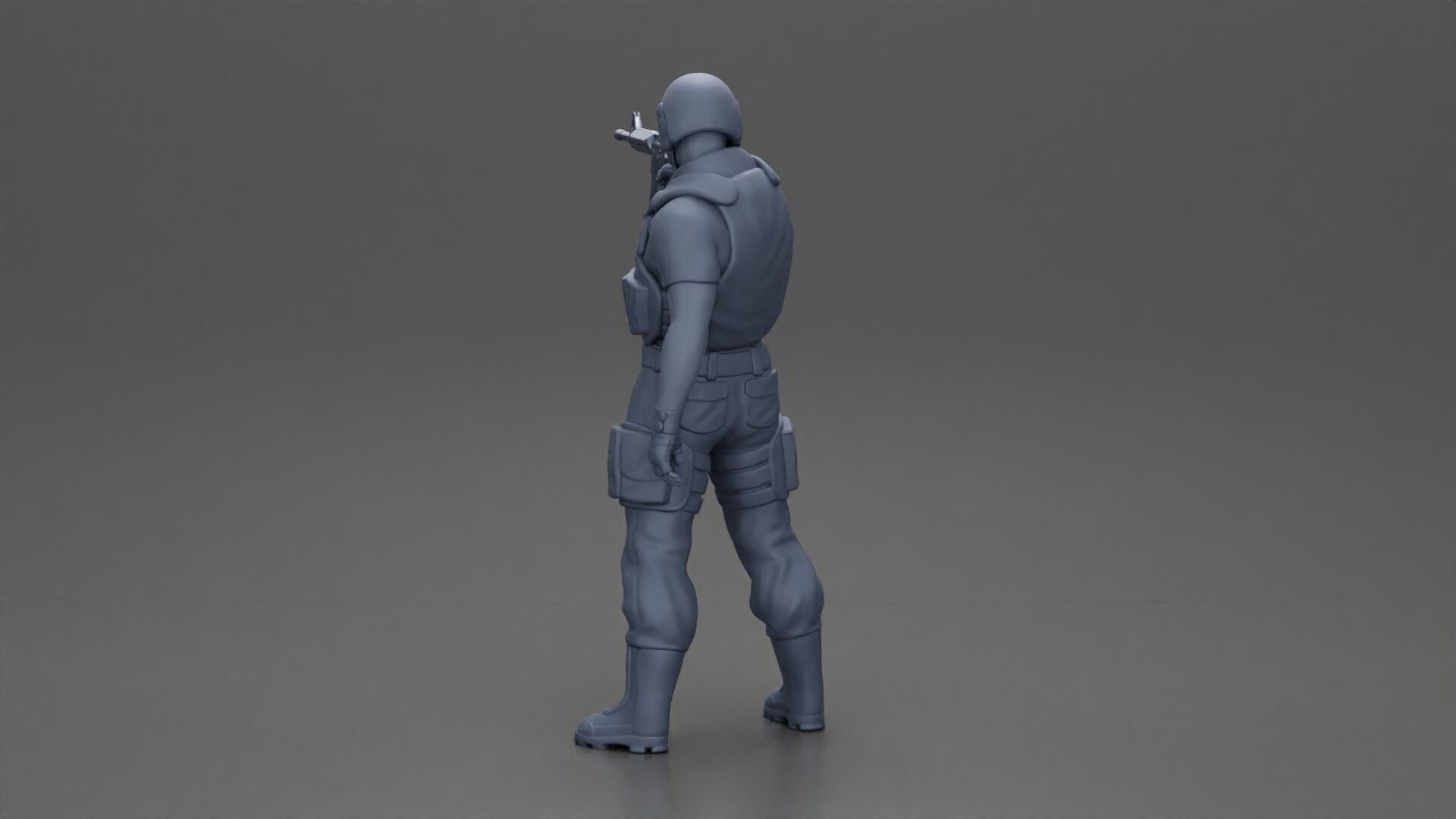 Military man with tactical mastery wearing holding gun 3D print model_10